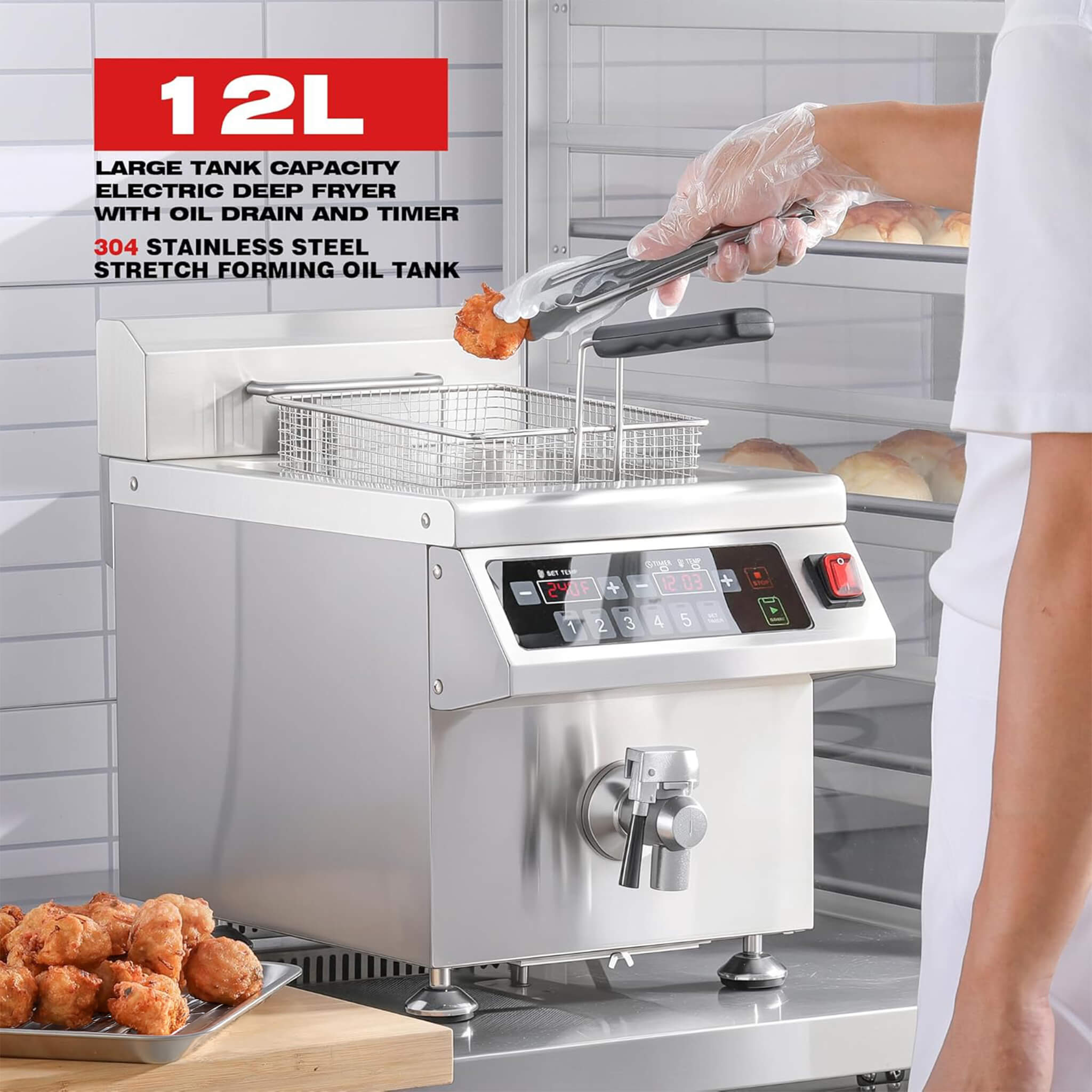 Commercial 12.6 QT 1800W Electric Induction Deep Fryer With Timer (SAK15870) – SAKSBY WHOLESALE, view 4