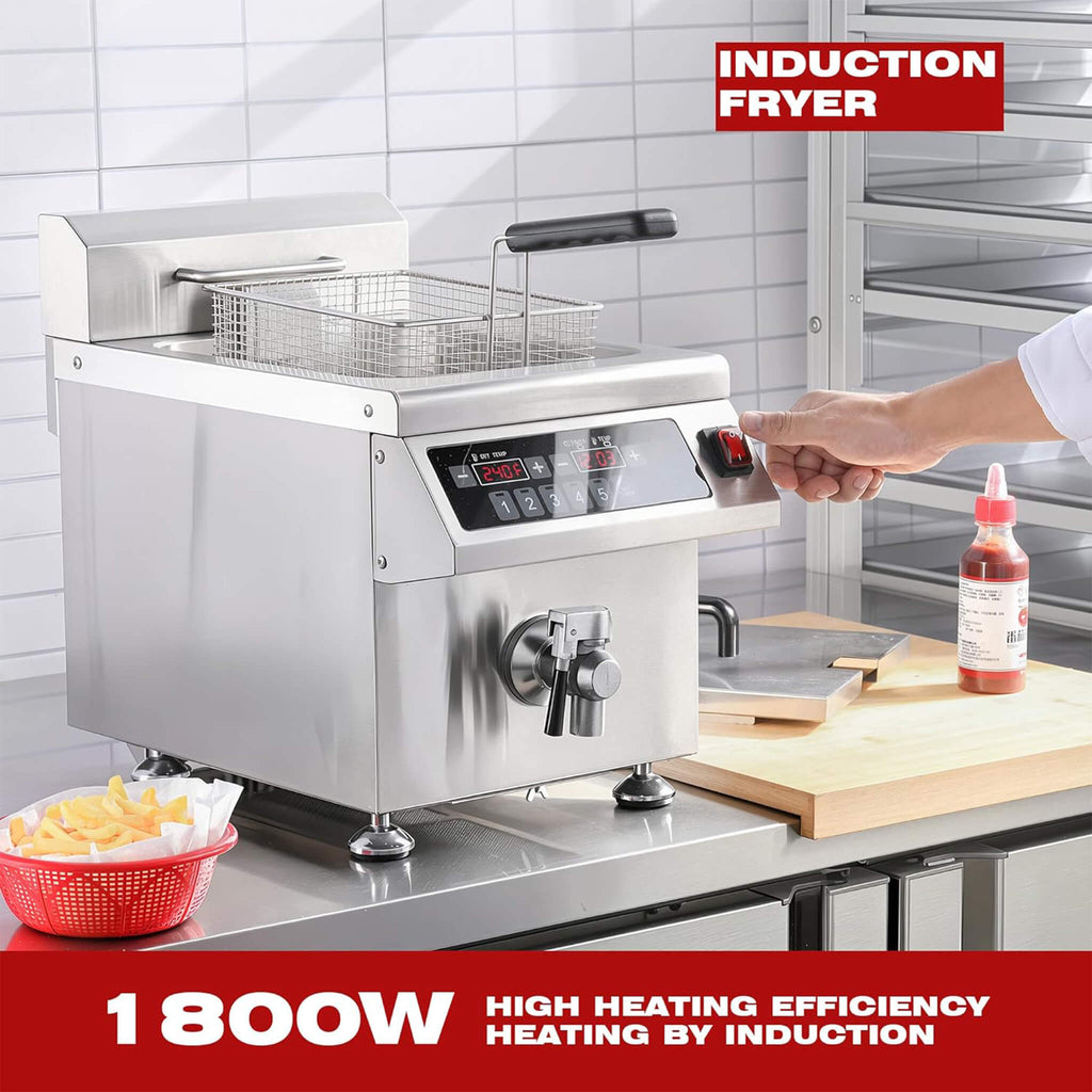 Commercial 12.6 QT 1800W Electric Induction Deep Fryer With Timer (SAK15870) – SAKSBY WHOLESALE, view 3