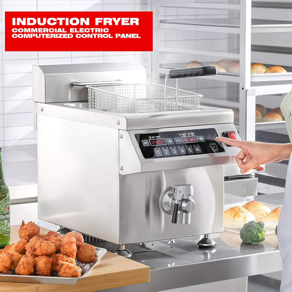 Commercial 12.6 QT 1800W Electric Induction Deep Fryer With Timer (SAK15870) – SAKSBY WHOLESALE, view 2