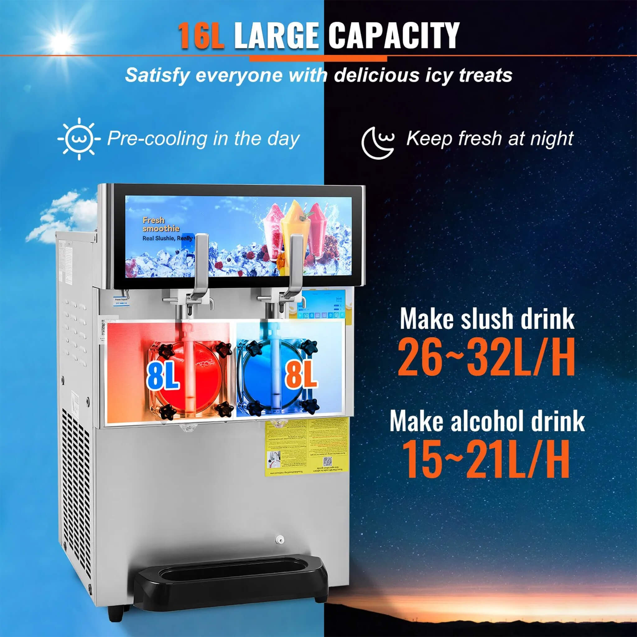 16L Commercial 1155W Double Bowl Stainless Steel Slushy Margarita Machine (SAK98402) – SAKSBY WHOLESALE, view 6
