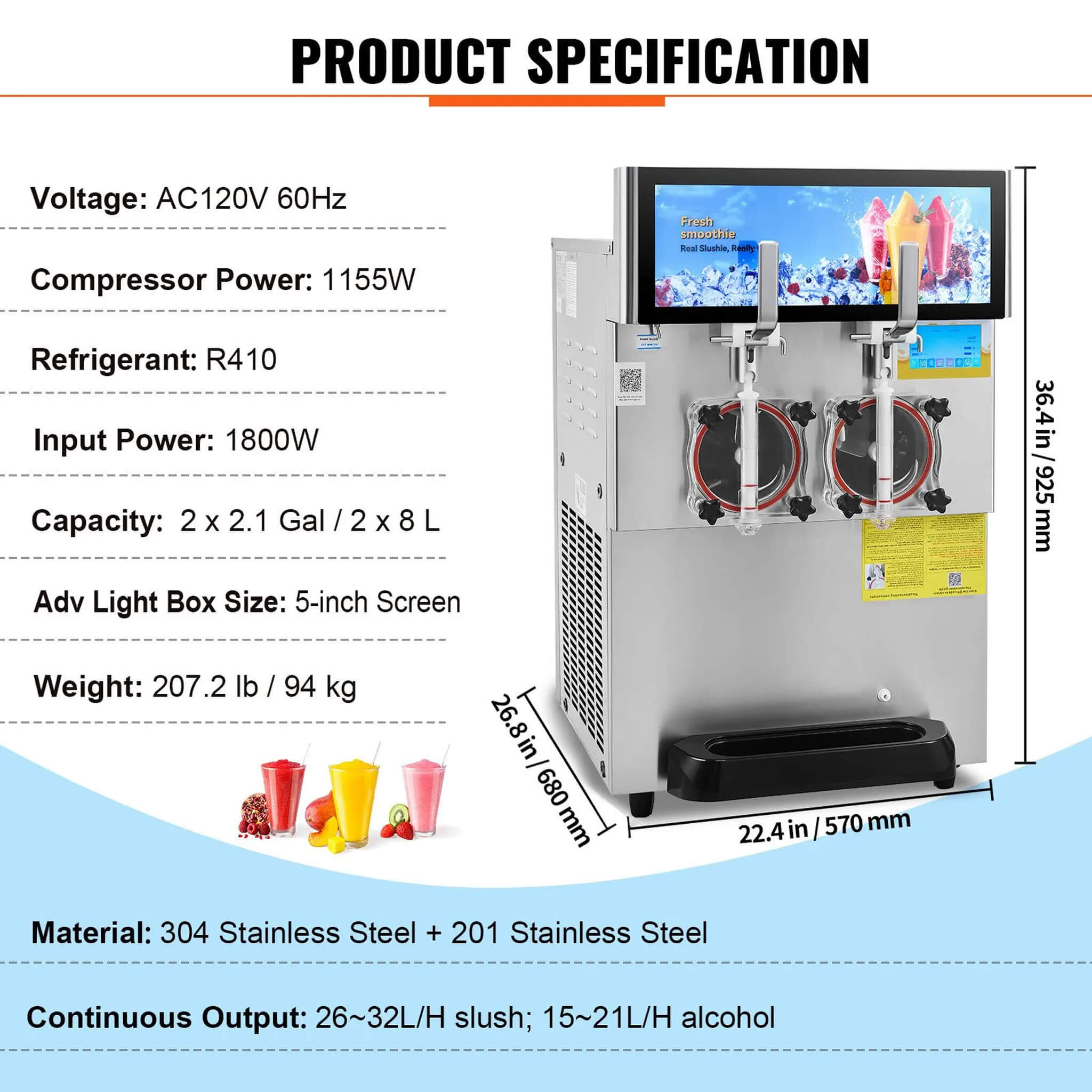 16L Commercial 1155W Double Bowl Stainless Steel Slushy Margarita Machine (SAK98402) – SAKSBY WHOLESALE, view 8