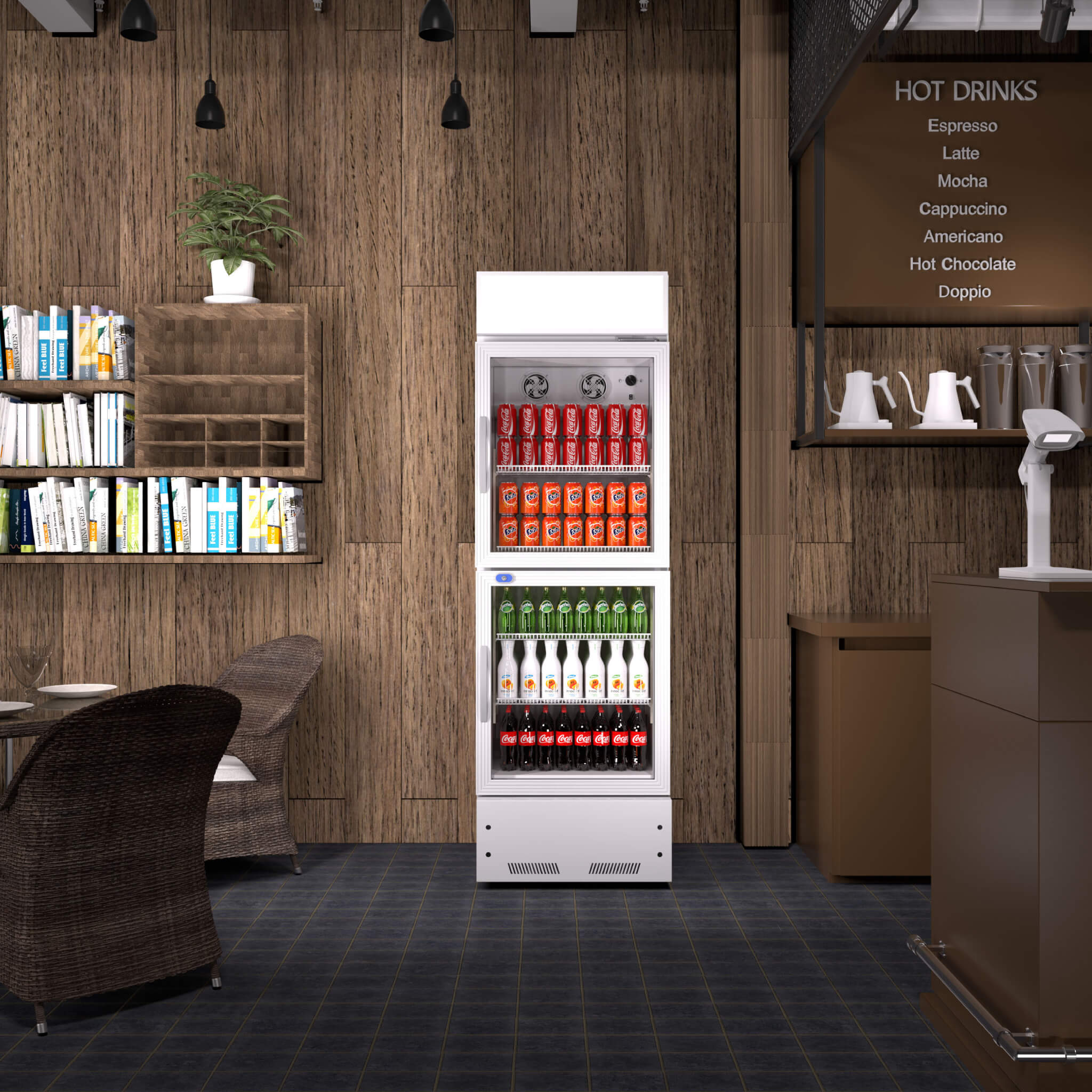 Commercial 2-Door Beverage Refrigerator Cooler With LED Lighting (SAK15896) – SAKSBY WHOLESALE, view 3