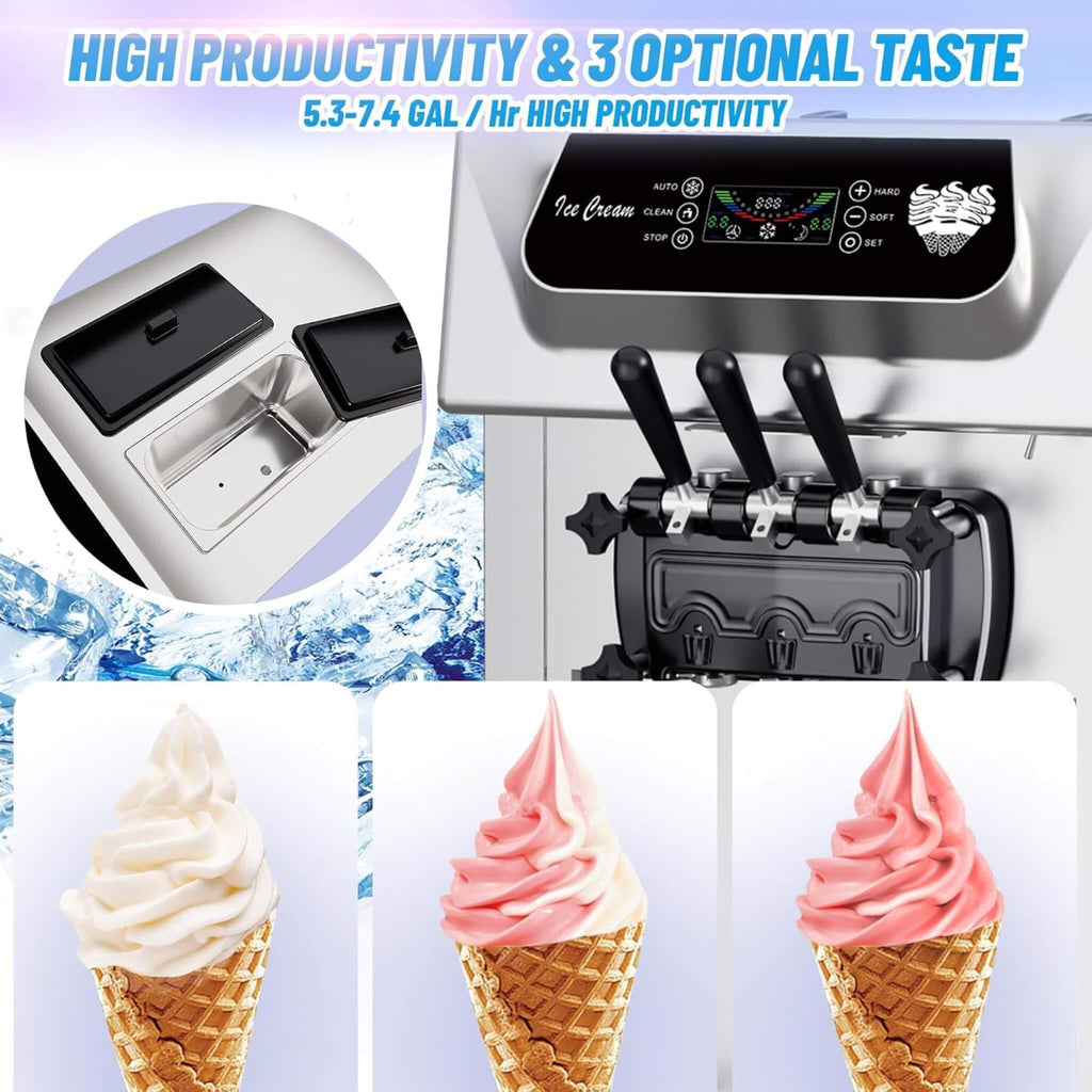Commercial 2200W 3-Flavor Freestanding Soft Serve Ice Cream Machine With Auto Clean (SAK83517) – SAKSBY WHOLESALE, view 4