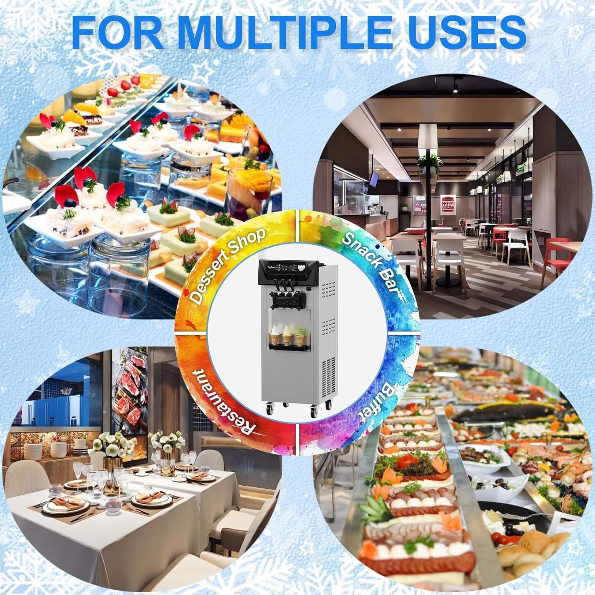 Commercial 2200W 3-Flavor Freestanding Soft Serve Ice Cream Machine With Auto Clean (SAK83517) – SAKSBY WHOLESALE, view 8