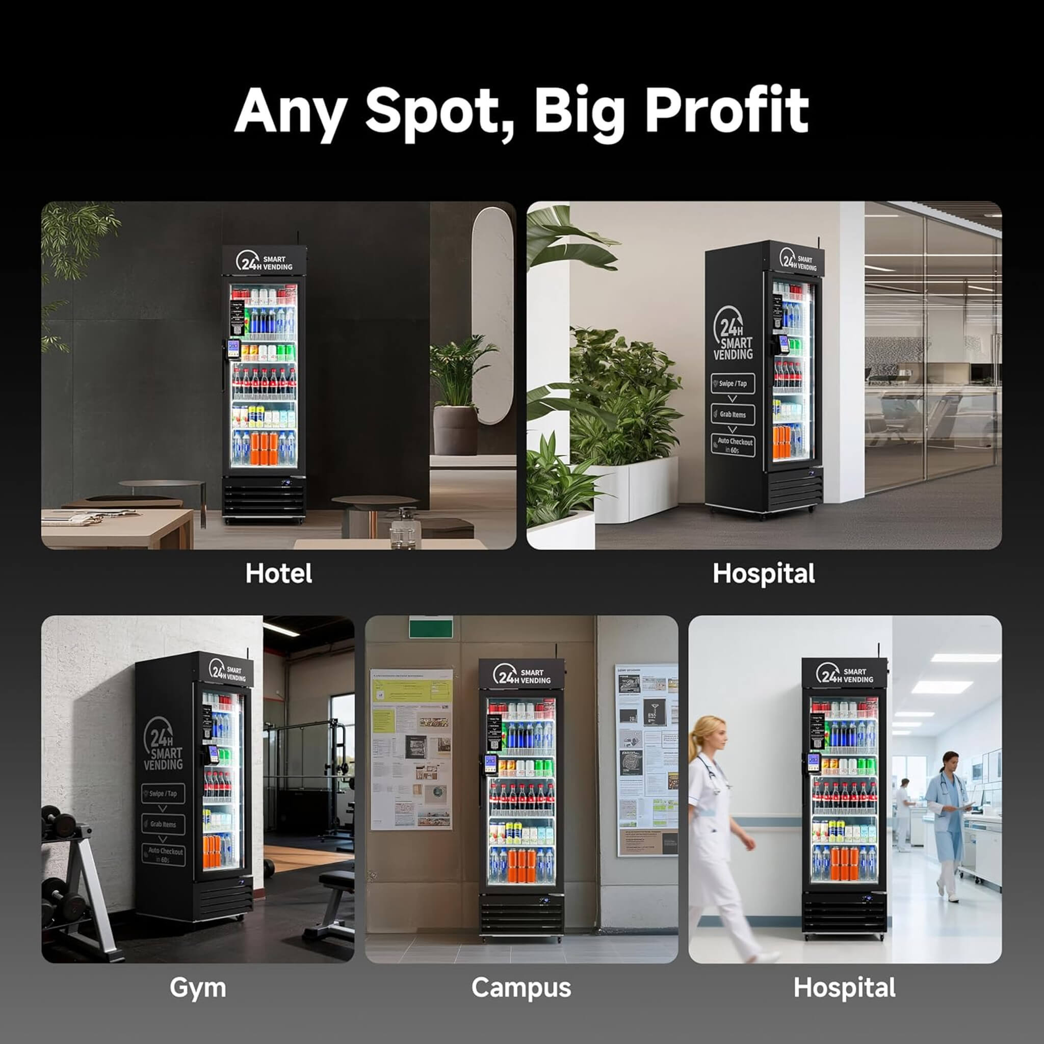 Commercial 252-Bottle AI-Powered Combo Refrigerated Vending Machine With Self-Checkout (SAK10538) – SAKSBY WHOLESALE, view 9