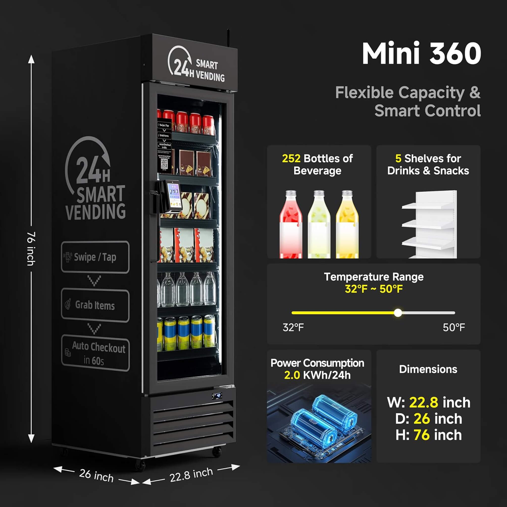 Commercial 252-Bottle AI-Powered Combo Refrigerated Vending Machine With Self-Checkout (SAK10538) – SAKSBY WHOLESALE, view 10
