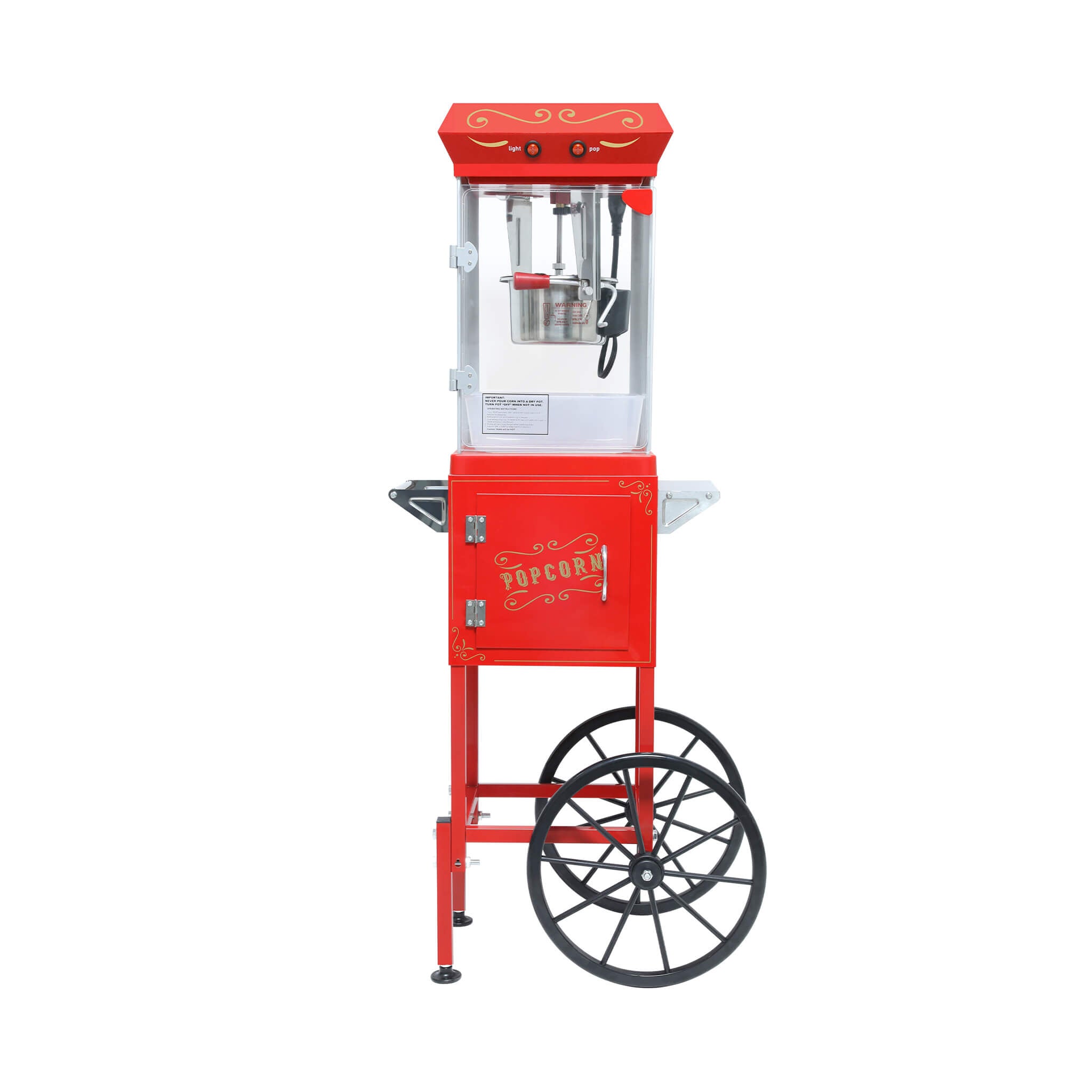 Commercial 6-Ounce Stainless Steel Vintage Popcorn Machine With Cart, Red (SAK35951) – SAKSBY WHOLESALE