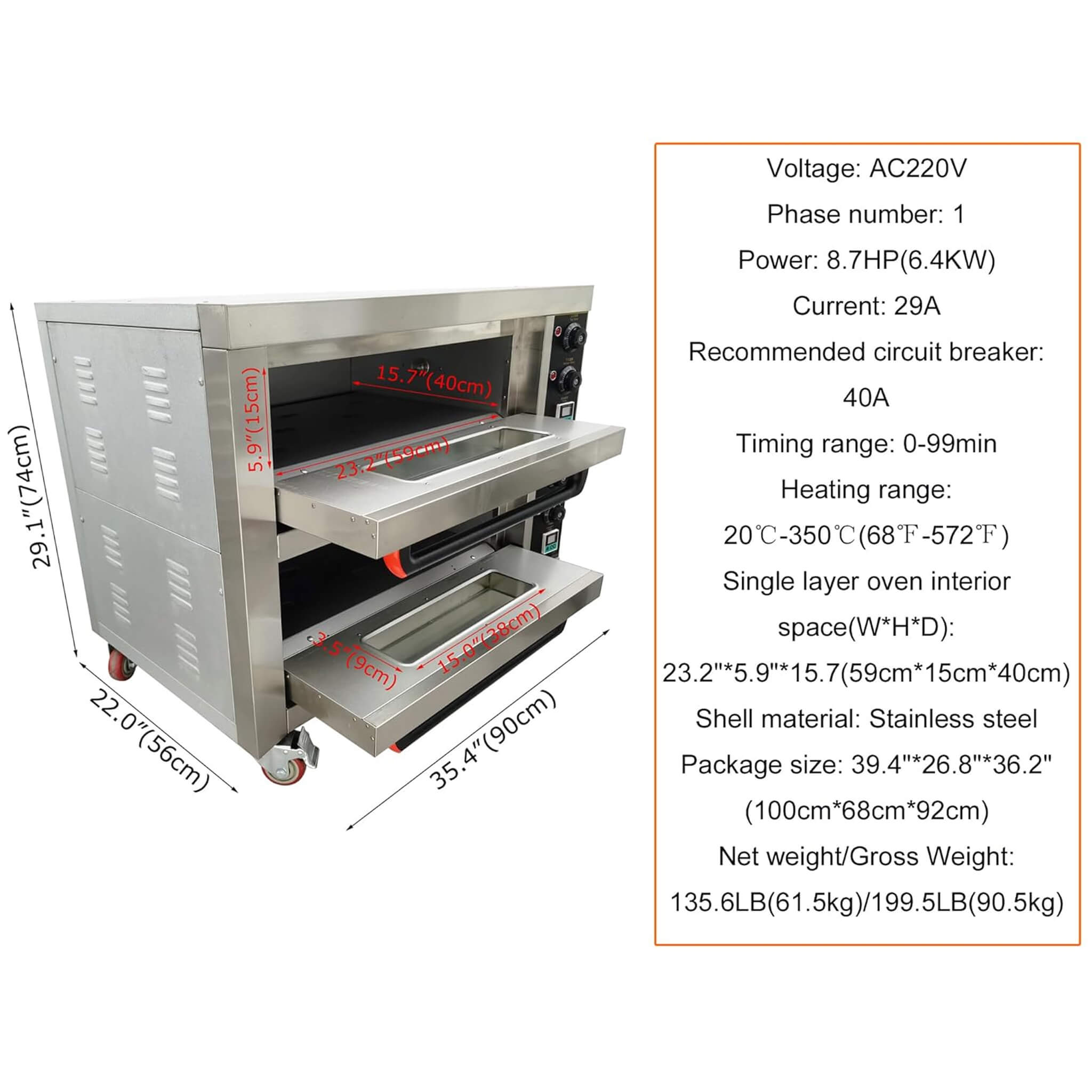 6400W Commercial Electric Double Deck Convection Baking Pizza Oven (SAK37281) – SAKSBY WHOLESALE, view 7
