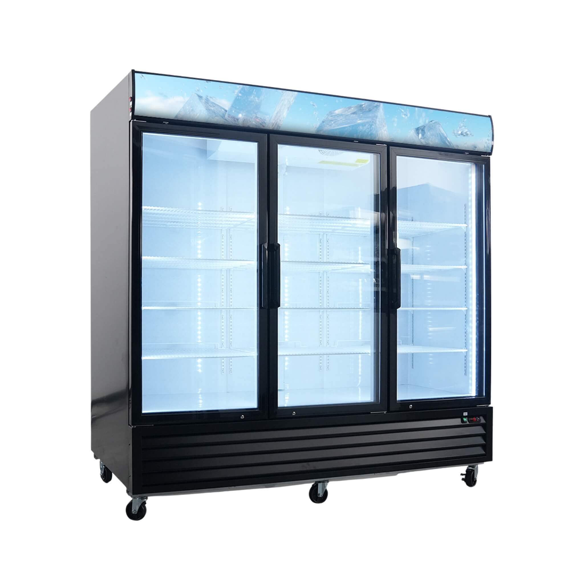 Commercial 70 Cu.Ft Reach-In Glass Door Merchandiser Freezer With LED Top Panel And Swing Door (SAK43890) – SAKSBY WHOLESALE,
