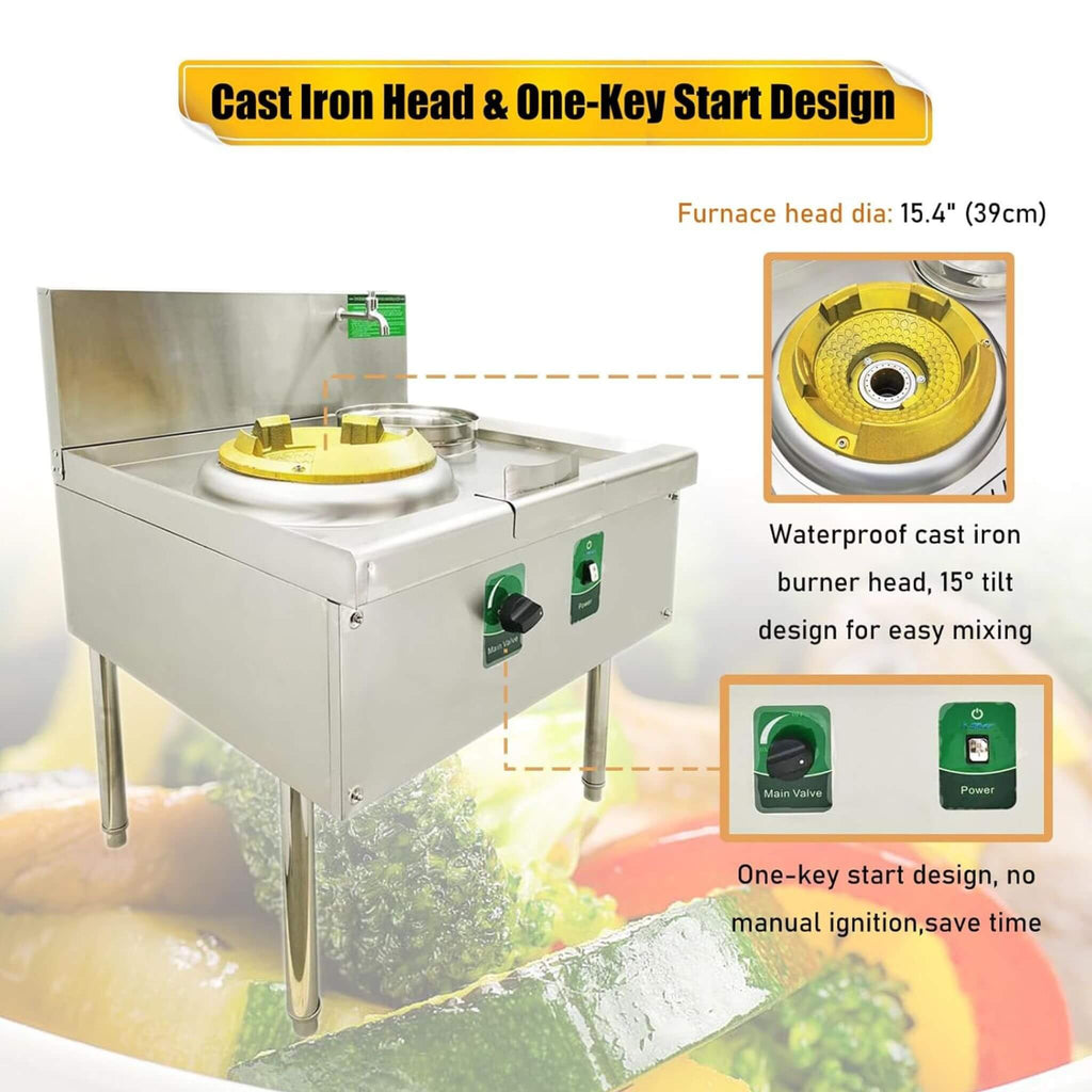 Commercial 85300 BTU Stainless Steel Single-Burner LPG NG Wok Stove (SAK46827) – SAKSBY WHOLESALE, view 6