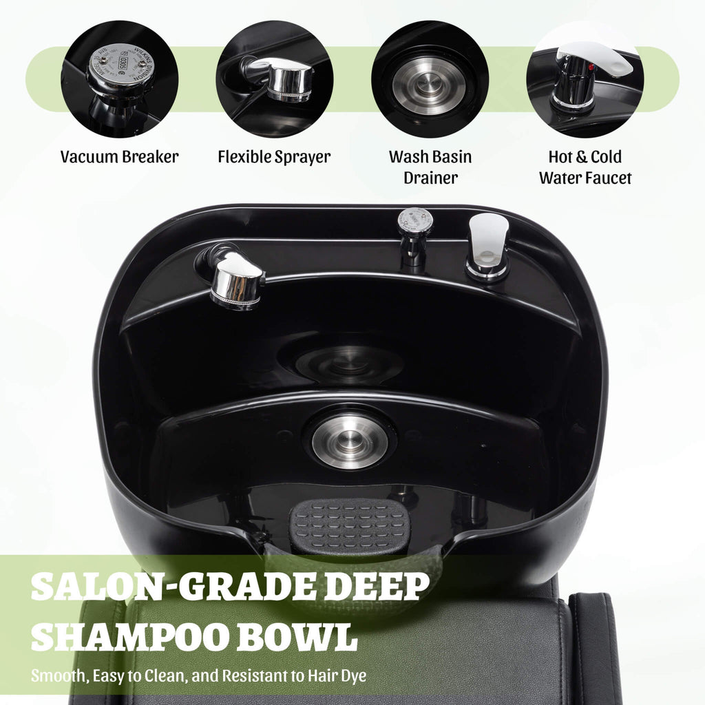 Commercial Black And Gold Shampoo Bowl Chair Set With Footrest (SAK43716) – SAKSBY WHOLESALE, view 9