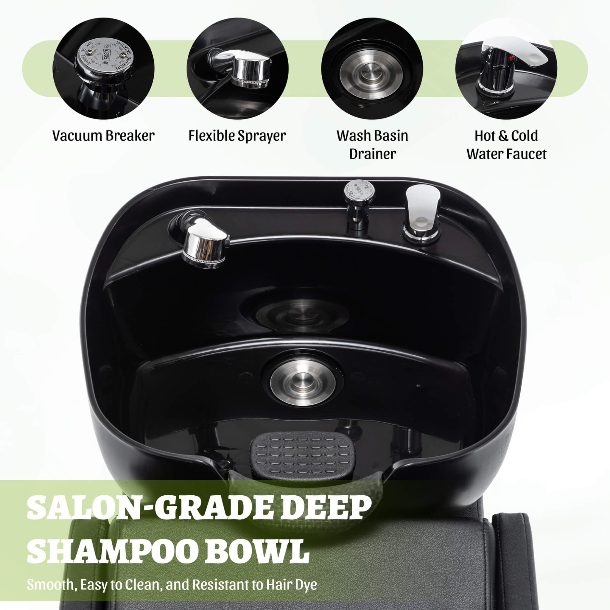 Commercial Black And Gold Shampoo Bowl Chair Set With Footrest (SAK43716) – SAKSBY WHOLESALE, view 9
