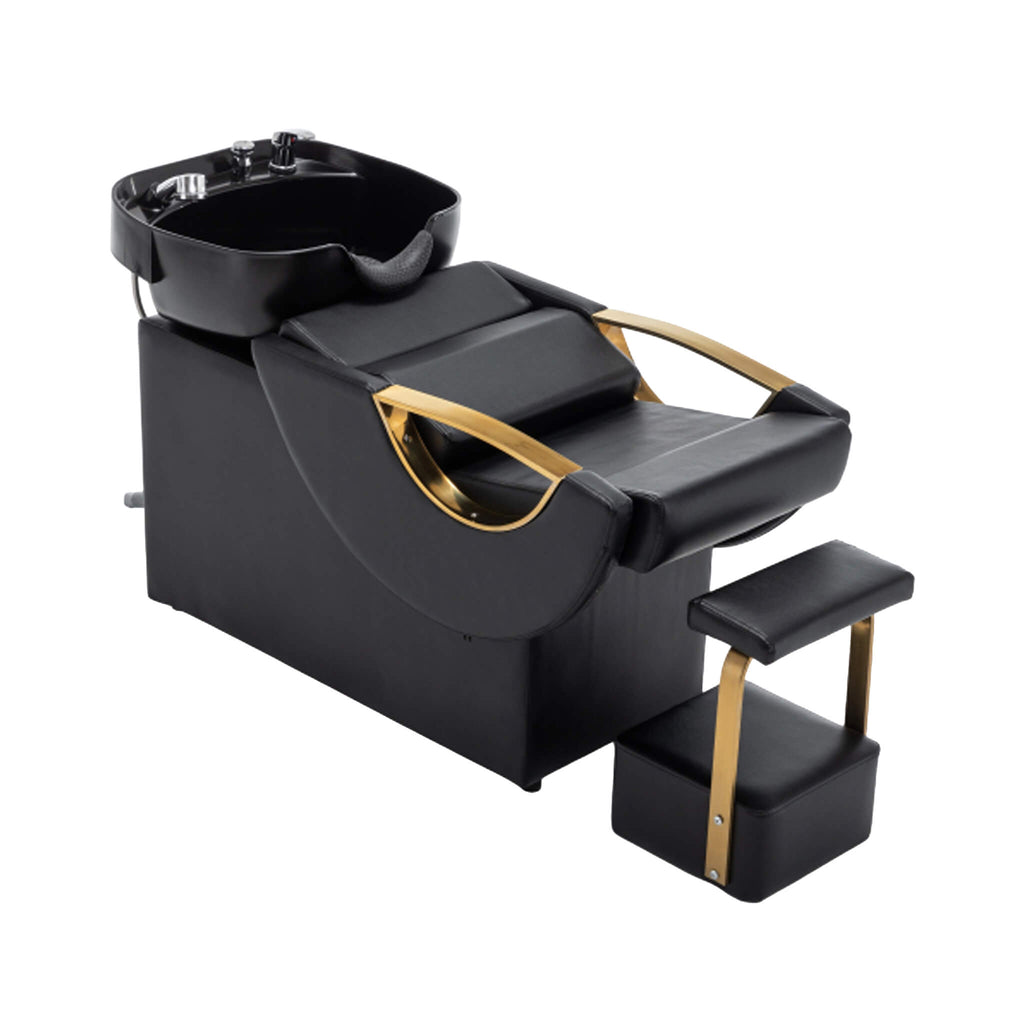 Commercial Black And Gold Shampoo Bowl Chair Set With Footrest (SAK43716) – SAKSBY WHOLESALE