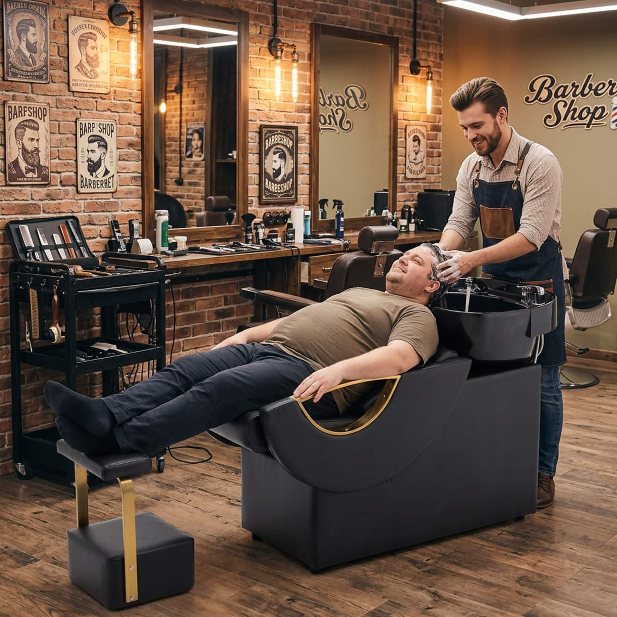 Commercial Black And Gold Shampoo Bowl Chair Set With Footrest (SAK43716) – SAKSBY WHOLESALE, view 13