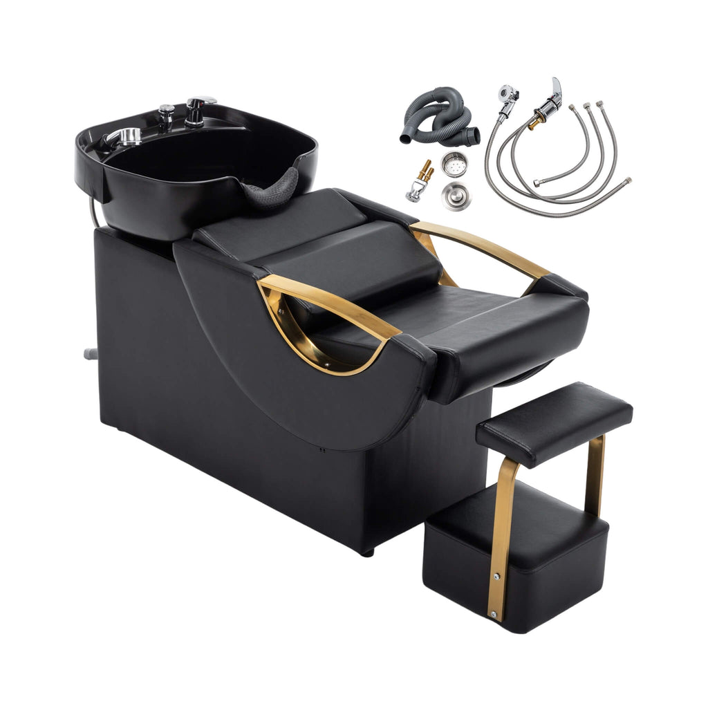 Commercial Black And Gold Shampoo Bowl Chair Set With Footrest (SAK43716) – SAKSBY WHOLESALE, view 10