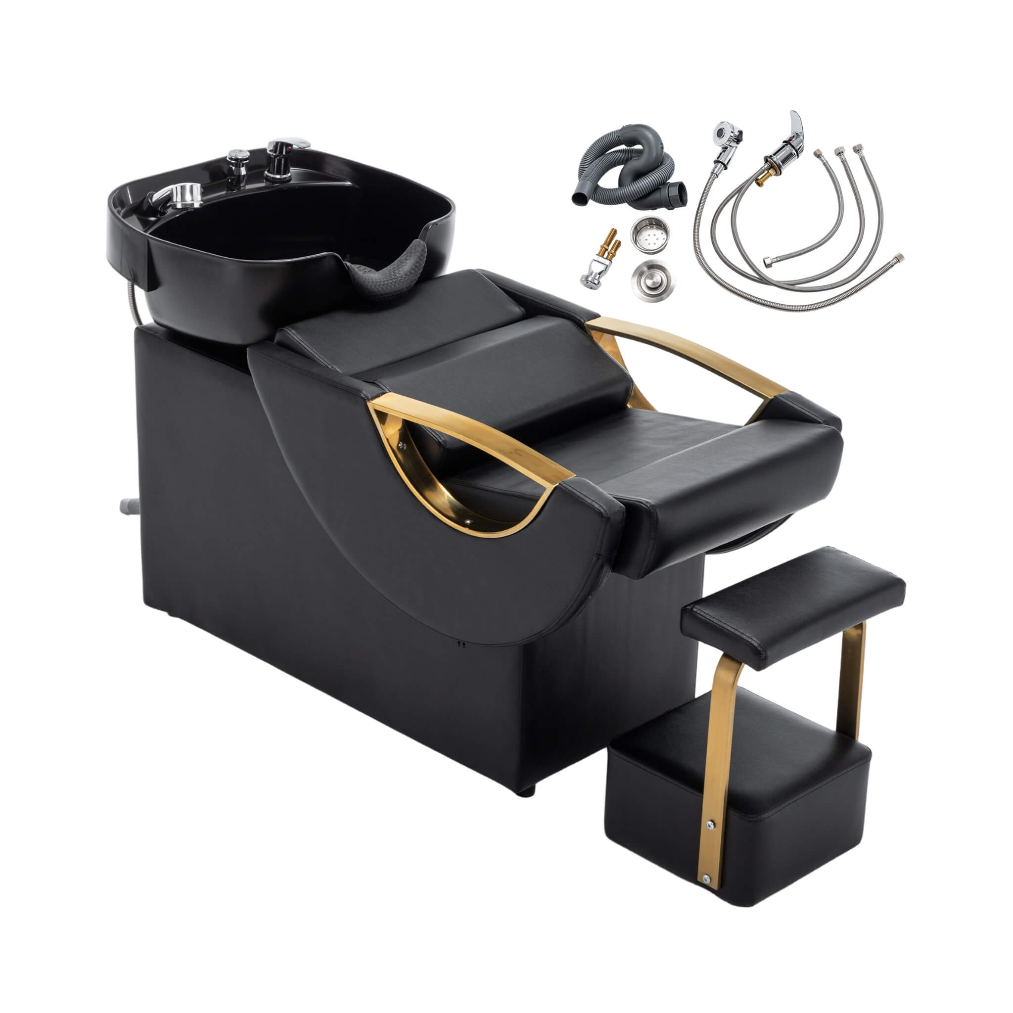 Commercial Black And Gold Shampoo Bowl Chair Set With Footrest (SAK43716) – SAKSBY WHOLESALE, view 10