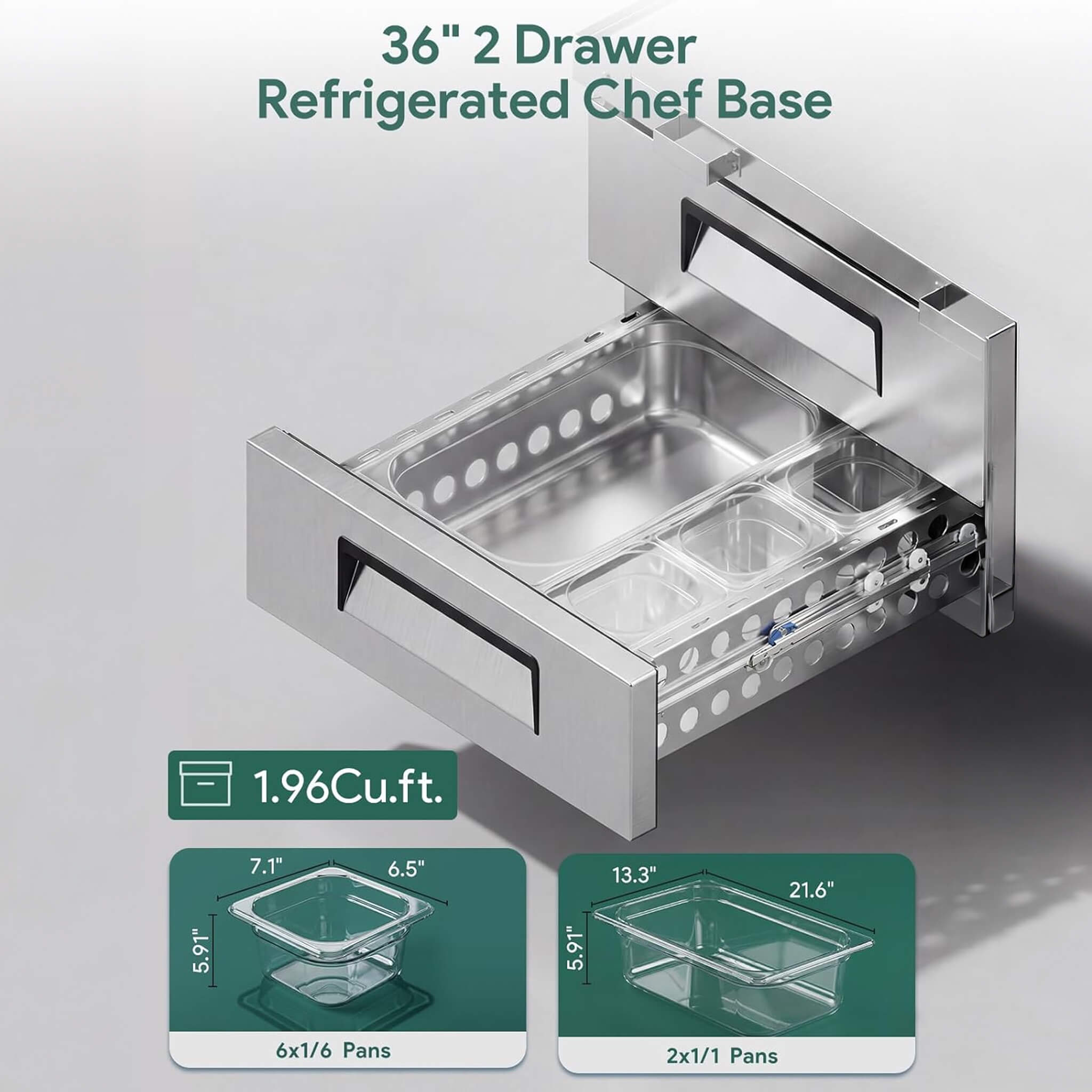 Commercial Double Drawer Undercounter Worktop Fridge With Chef Base & Wheels (SAK80596) – SAKSBY WHOLESALE, view 12