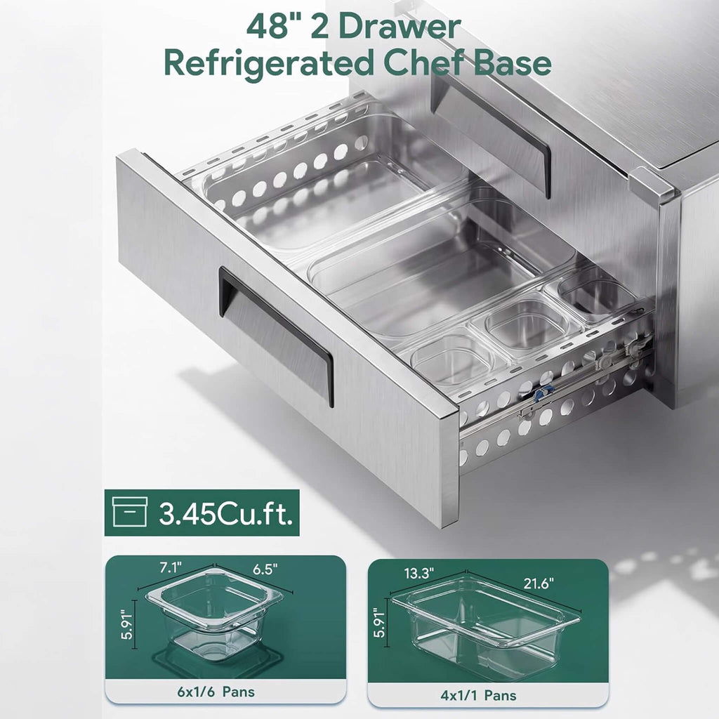 Commercial Double Drawer Undercounter Worktop Fridge With Chef Base & Wheels (SAK80596) – SAKSBY WHOLESALE, view 14
