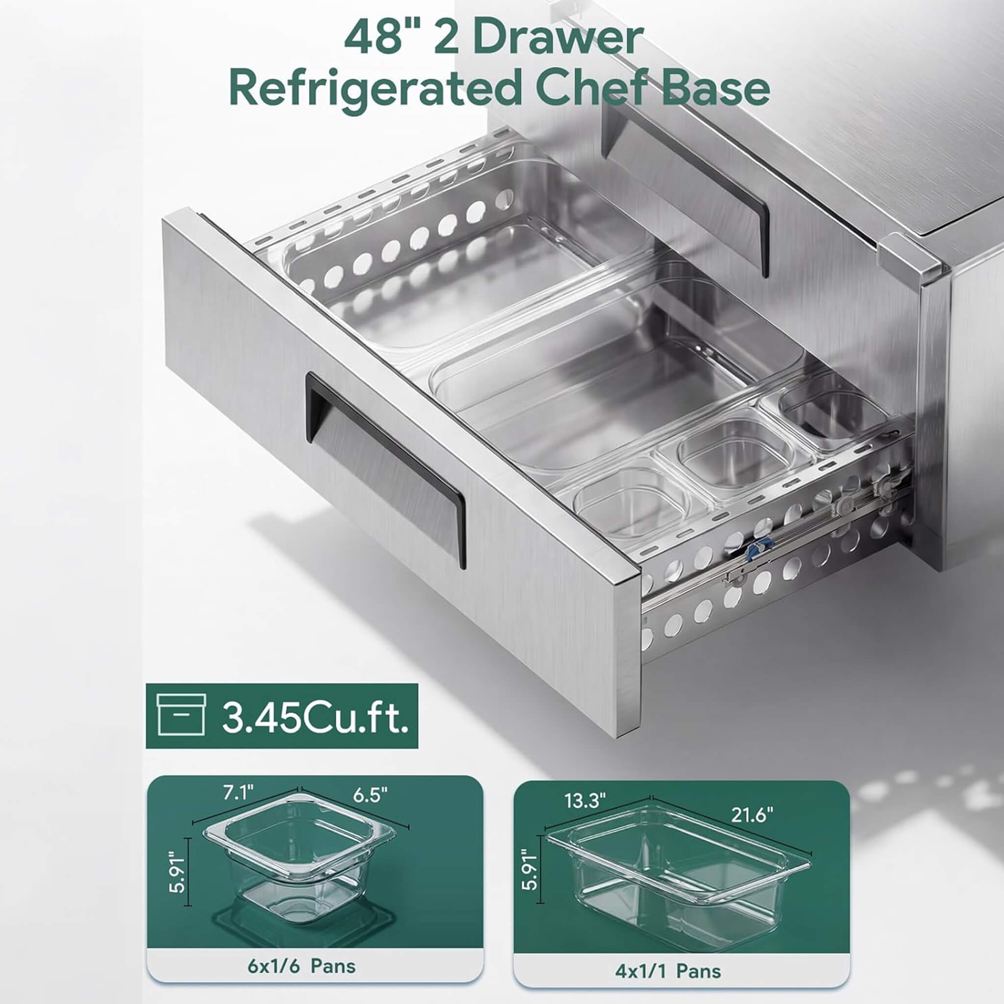 Commercial Double Drawer Undercounter Worktop Fridge With Chef Base & Wheels (SAK80596) – SAKSBY WHOLESALE, view 14