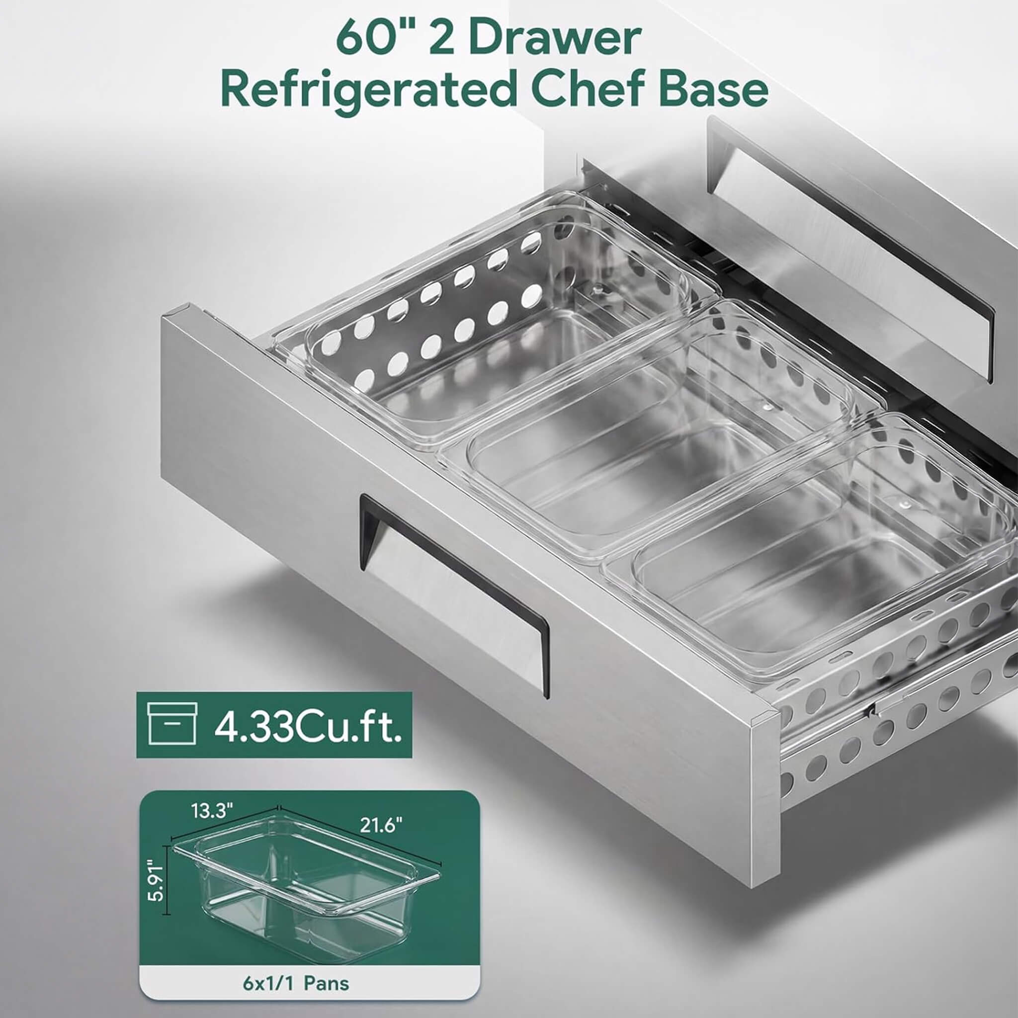 Commercial Double Drawer Undercounter Worktop Fridge With Chef Base & Wheels (SAK80596) – SAKSBY WHOLESALE, view 16