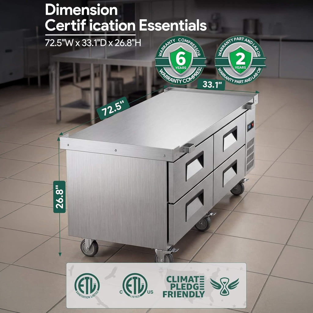 Commercial Double Drawer Undercounter Worktop Fridge With Chef Base & Wheels (SAK80596) – SAKSBY WHOLESALE, view 17