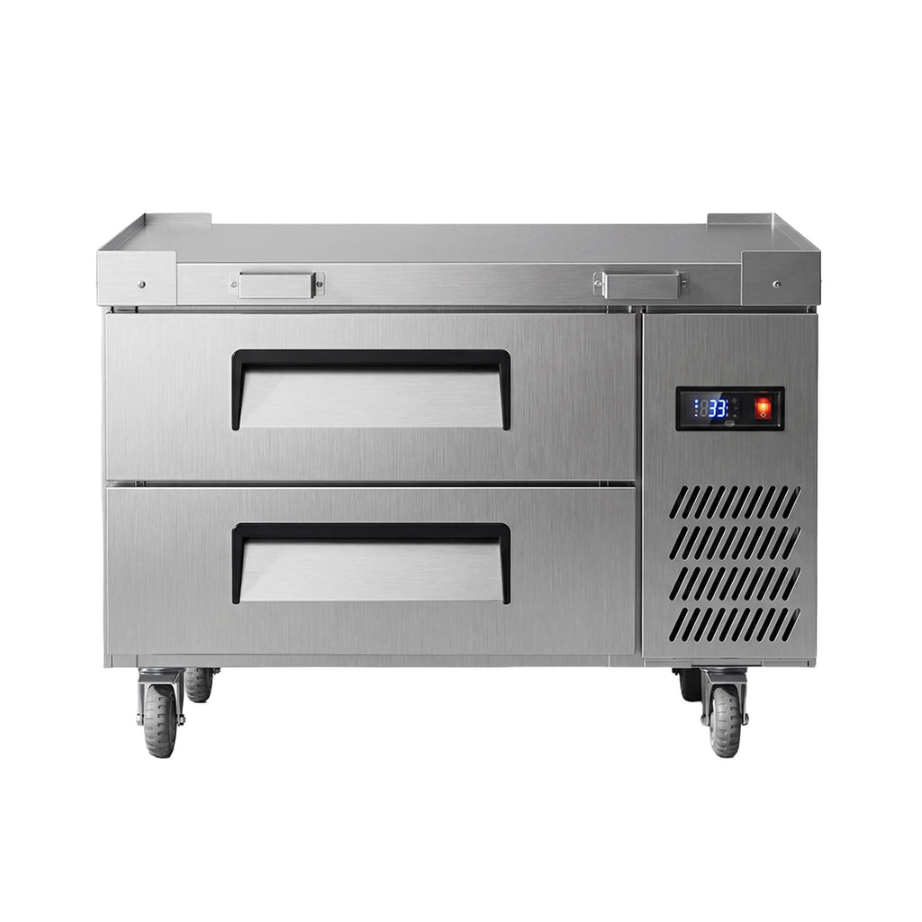Commercial Double Drawer Undercounter Worktop Fridge With Chef Base & Wheels (SAK80596) – SAKSBY WHOLESALE
