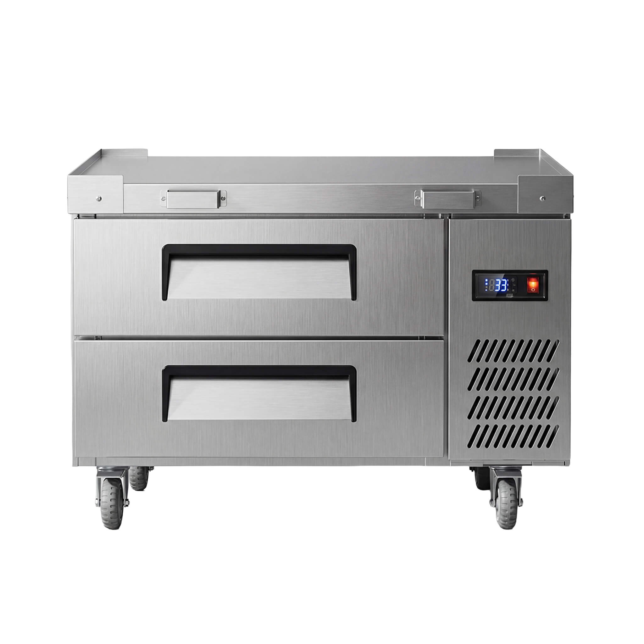 Commercial Double Drawer Undercounter Worktop Fridge With Chef Base & Wheels (SAK80596) – SAKSBY WHOLESALE