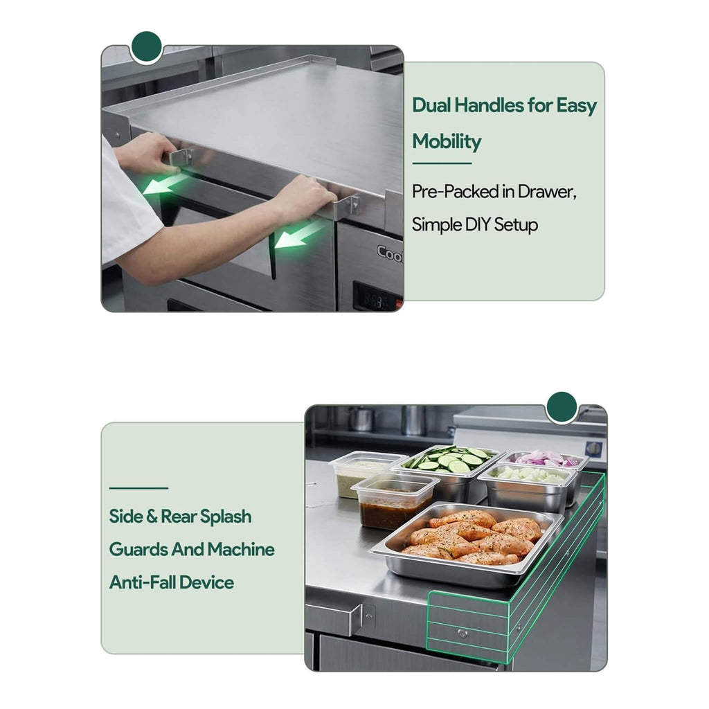 Commercial Double Drawer Undercounter Worktop Fridge With Chef Base & Wheels (SAK80596) – SAKSBY WHOLESALE, view 7
