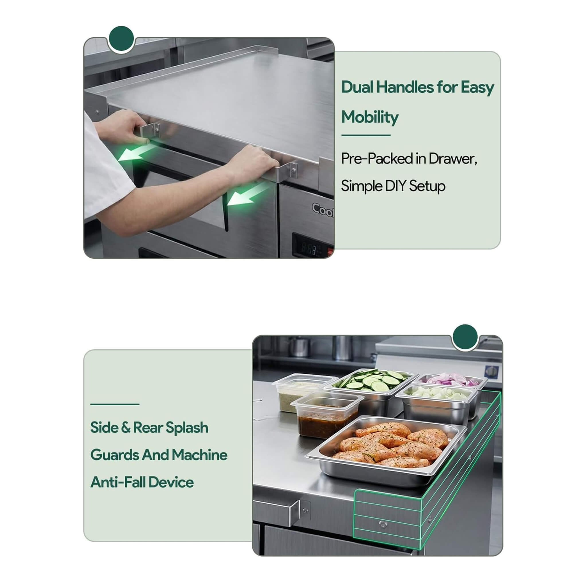 Commercial Double Drawer Undercounter Worktop Fridge With Chef Base & Wheels (SAK80596) – SAKSBY WHOLESALE, view 7