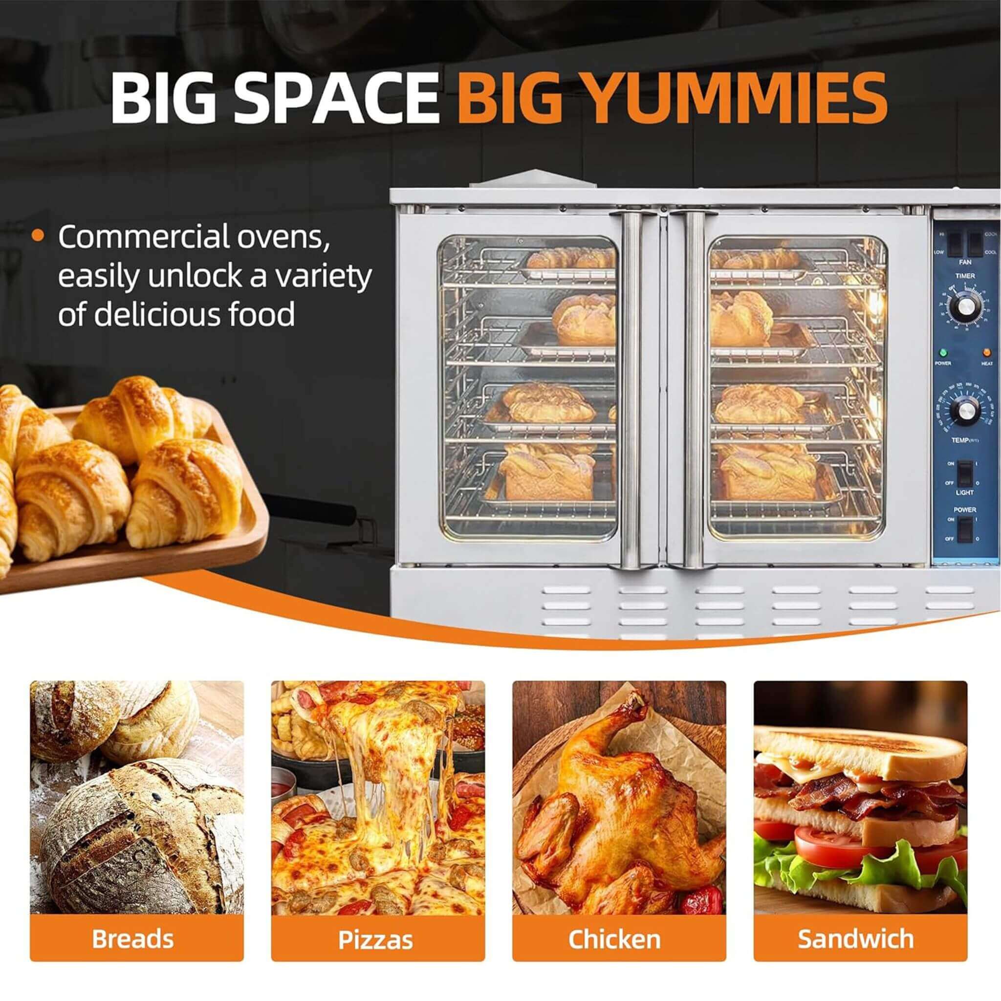 Commercial Full-Size Natural Gas/Propane Double-Stacked Convection Oven (SAK60914) – SAKSBY WHOLESALE, view 8