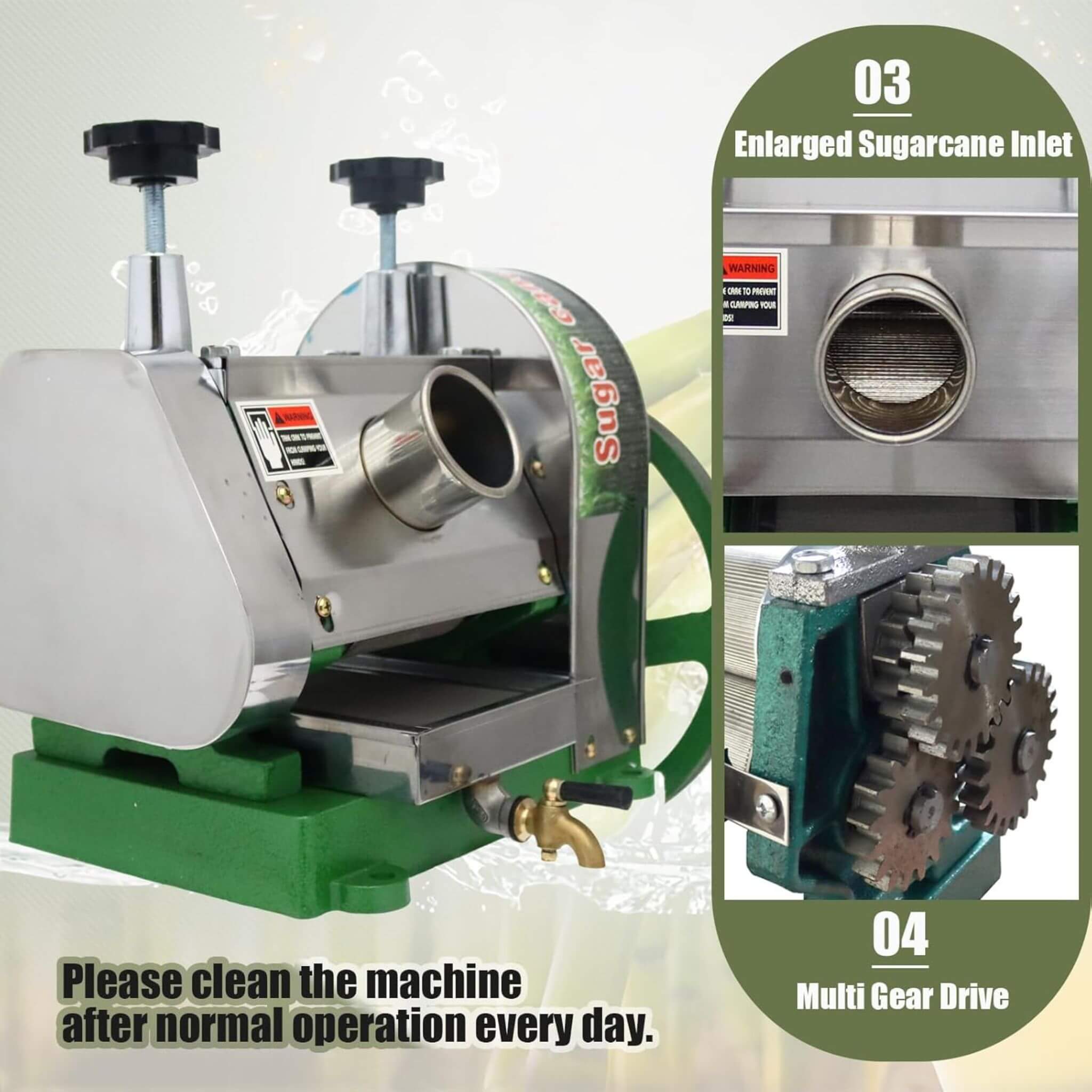 Heavy-Duty Commercial Manual Stainless Steel Sugar Cane Juicer (SAK81426) – SAKSBY WHOLESALE, view 4