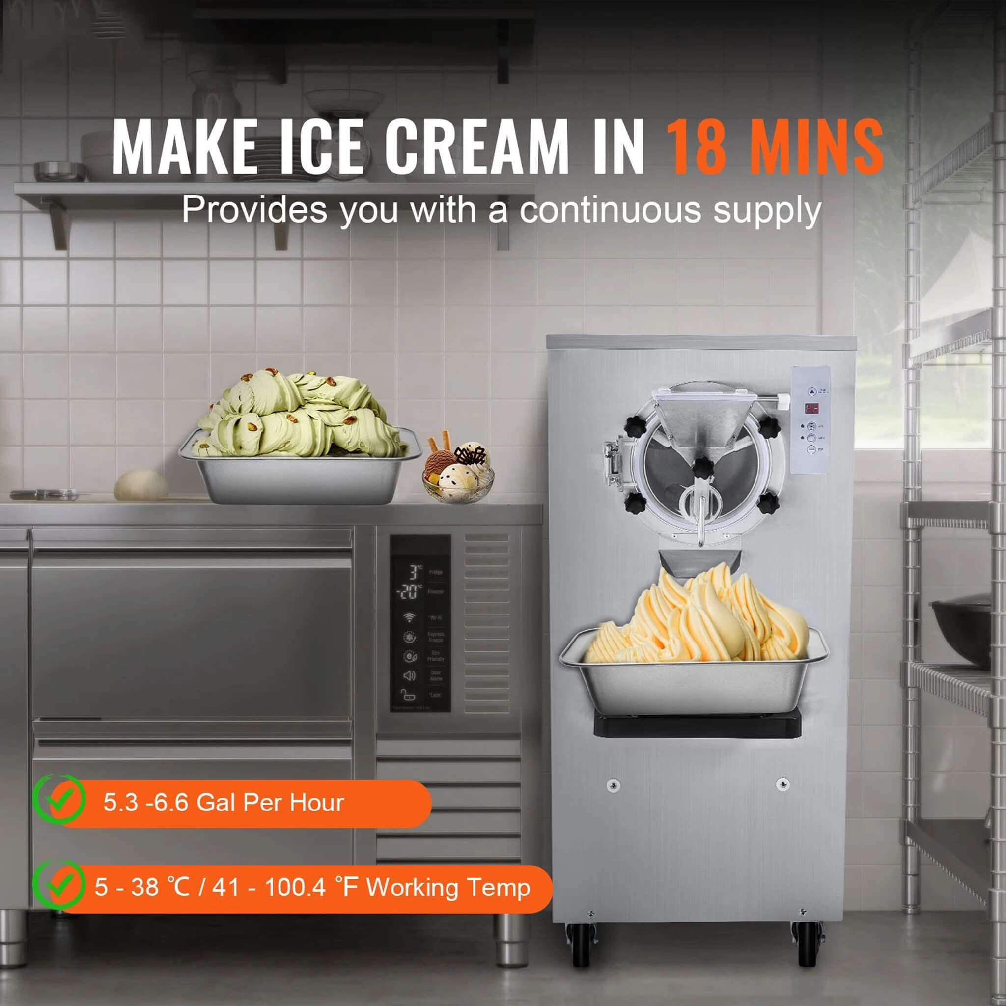 Commercial 20-25L/H Single-Flavor Hard Serve Stainless Steel Ice Cream Machine (SAK20782) – SAKSBY WHOLESALE, view 6
