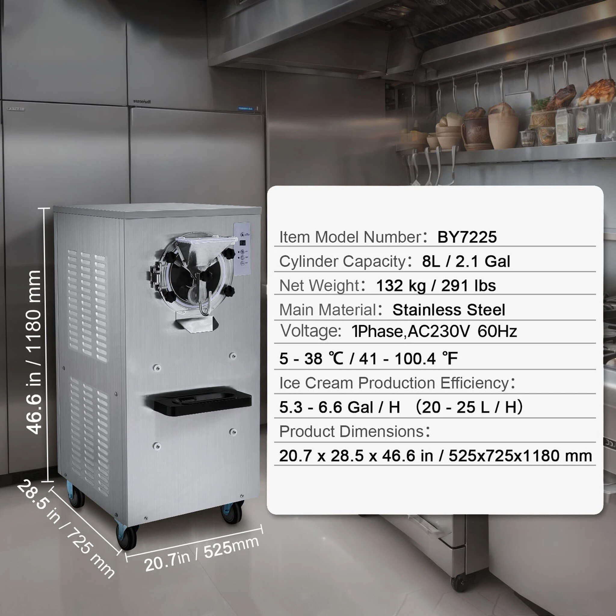 Commercial 20-25L/H Single-Flavor Hard Serve Stainless Steel Ice Cream Machine (SAK20782) – SAKSBY WHOLESALE, view 9
