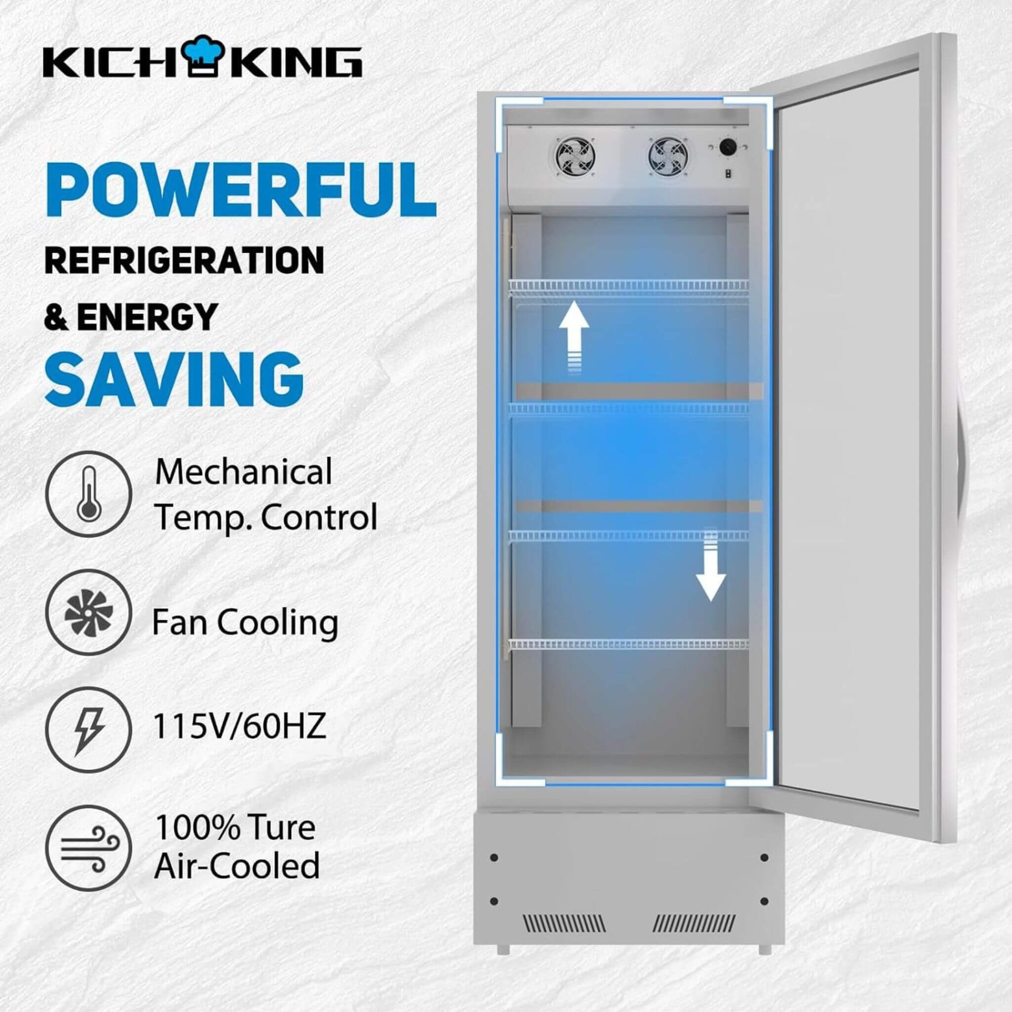 Commercial Single Glass Door Upright Beverage Cooler Refrigerator With LED Lighting (SAK24713) – SAKSBY WHOLESALE, view 3