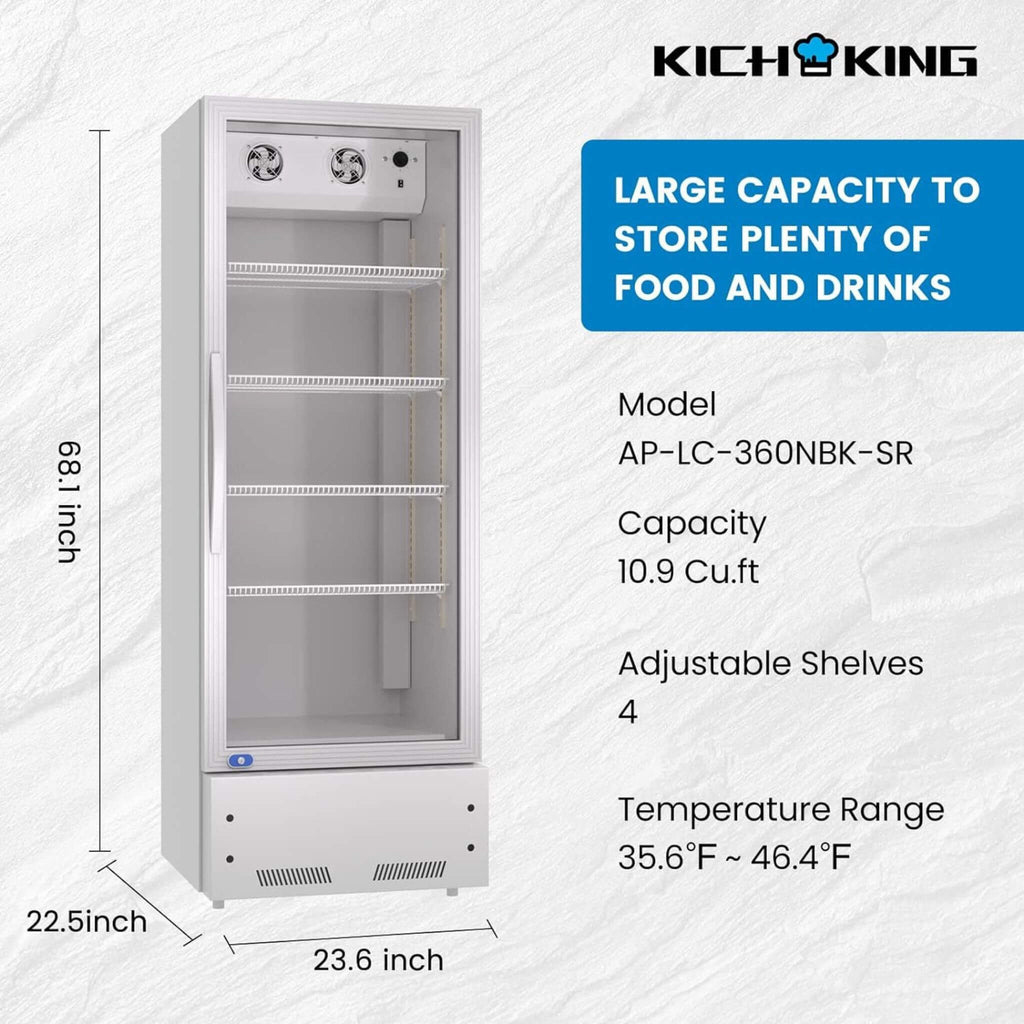 Commercial Single Glass Door Upright Beverage Cooler Refrigerator With LED Lighting (SAK24713) – SAKSBY WHOLESALE, view 8