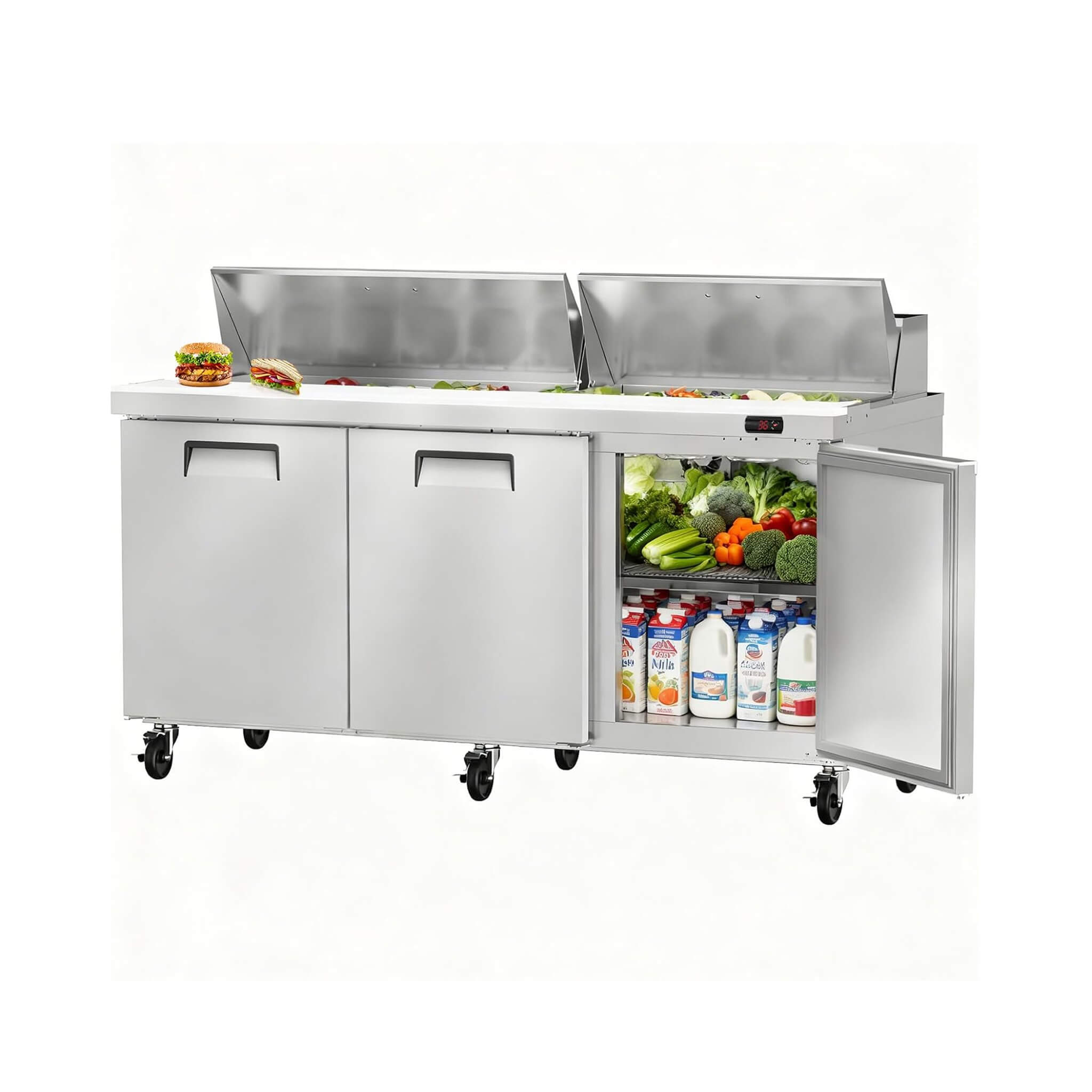 Commercial Stainless Steel Sandwich Prep Table Refrigerator (SAK19586) – SAKSBY WHOLESALE, view 11
