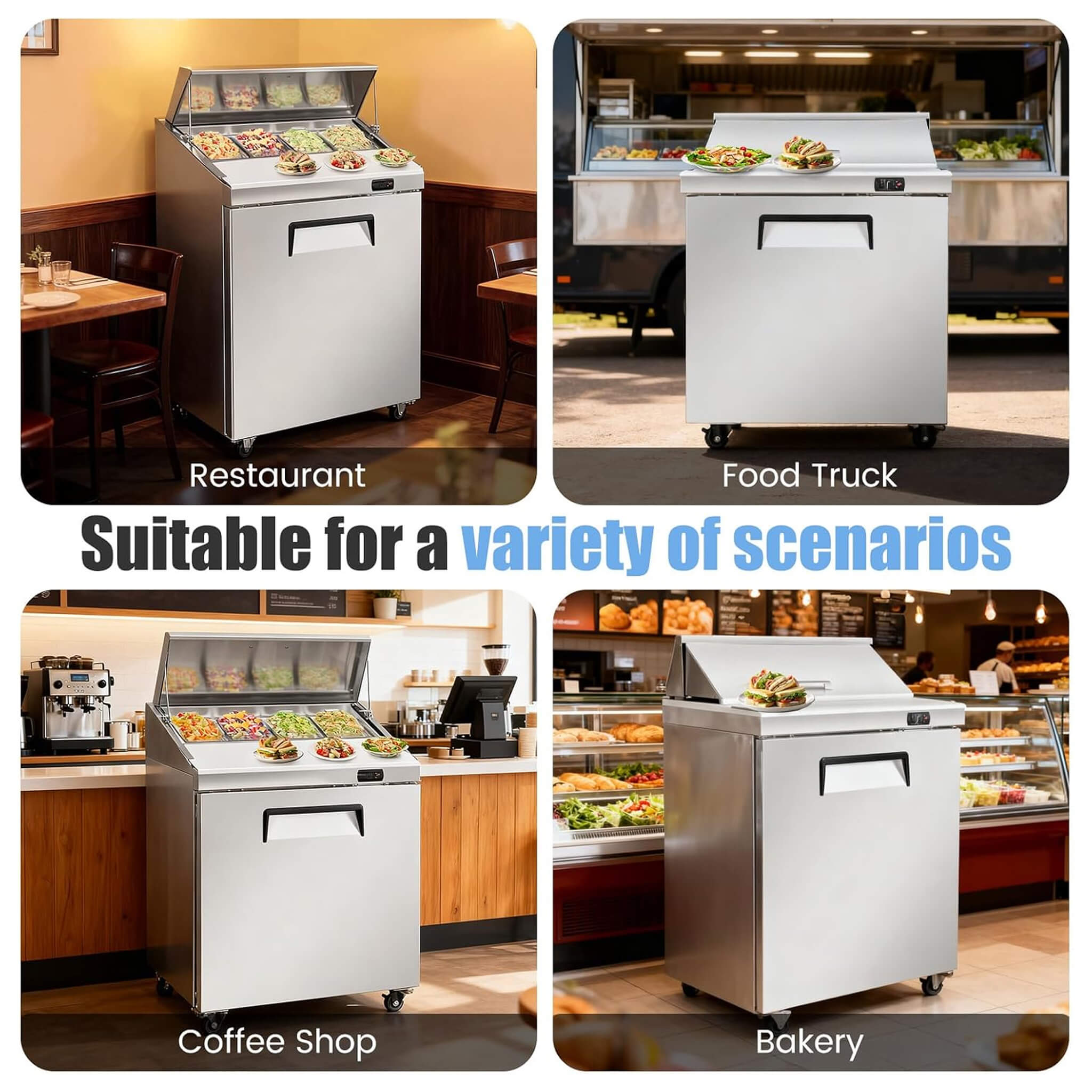 Commercial Stainless Steel Sandwich Prep Table Refrigerator (SAK19586) – SAKSBY WHOLESALE, view 7