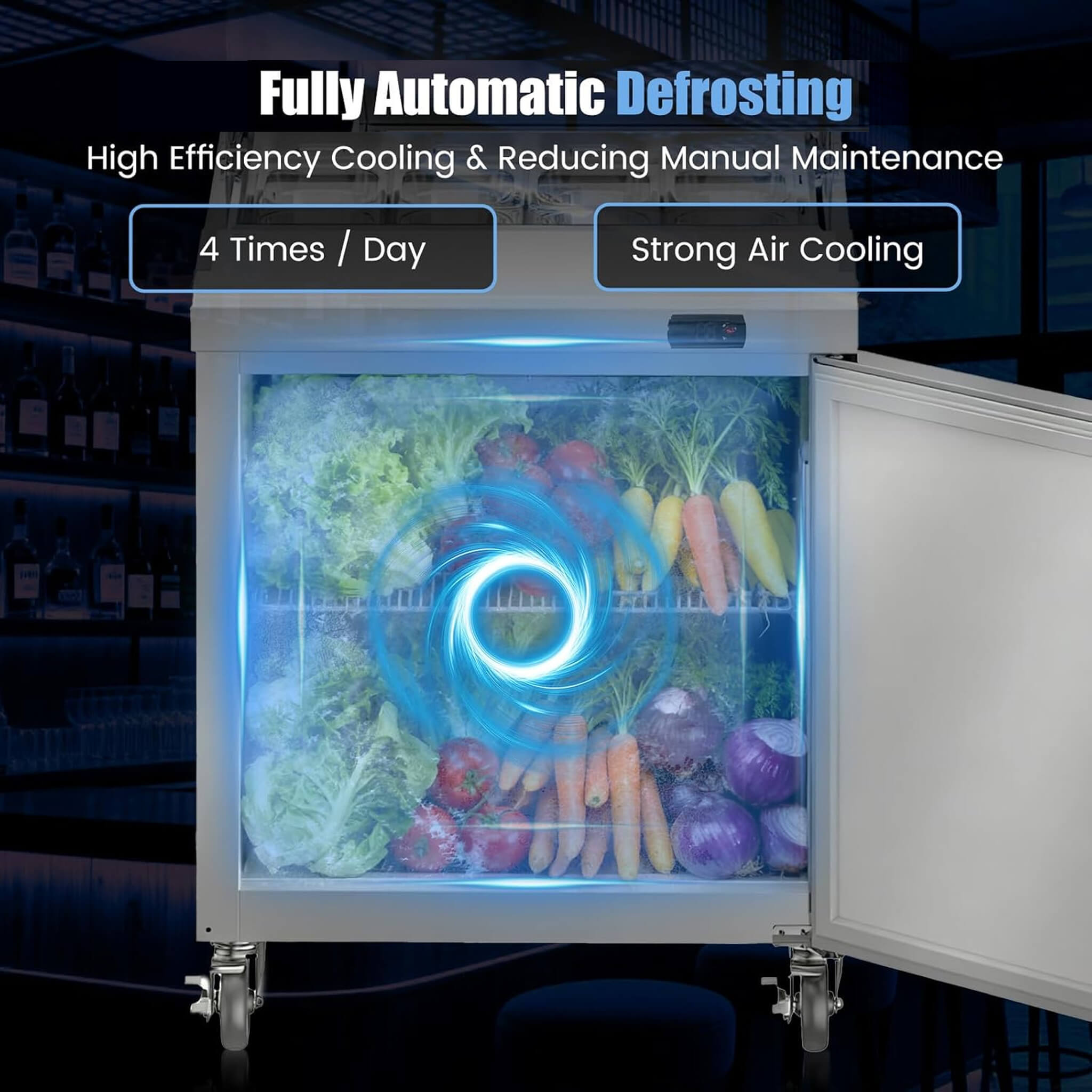 Commercial Stainless Steel Sandwich Prep Table Refrigerator (SAK19586) – SAKSBY WHOLESALE, view 3