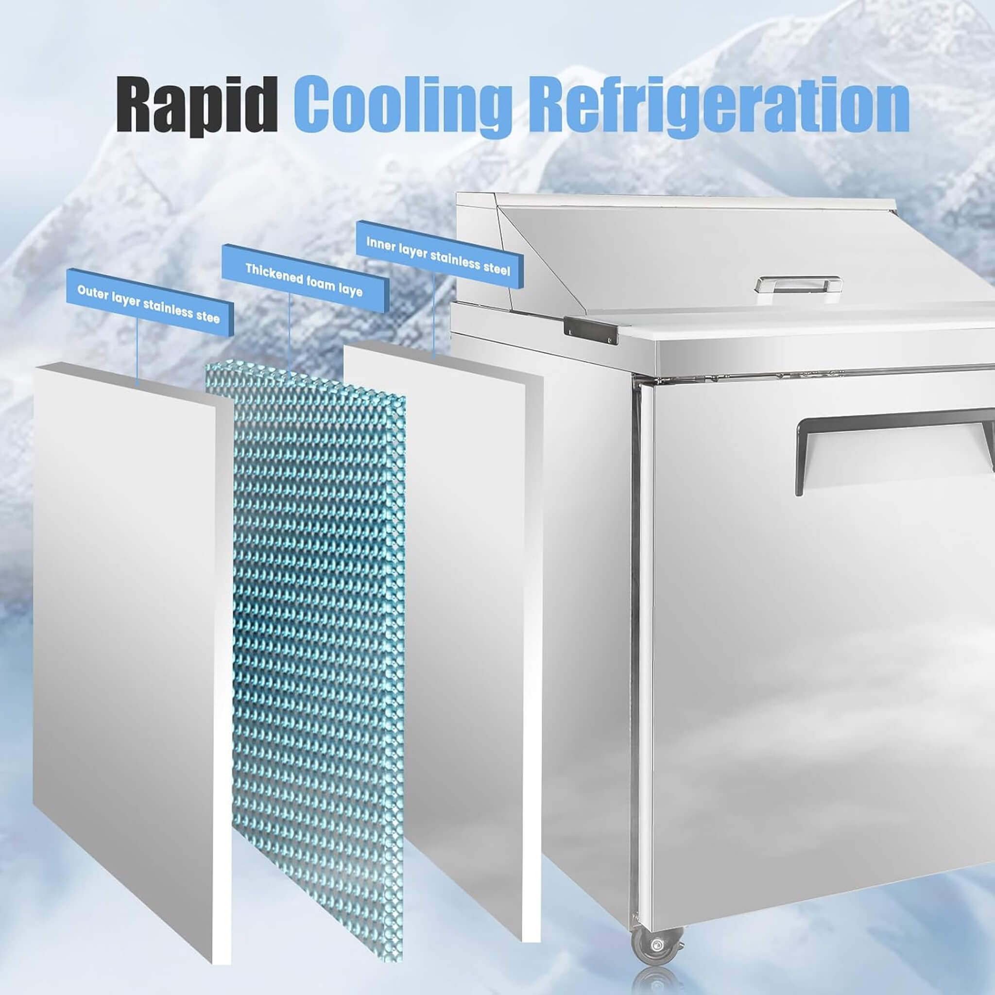 Commercial Stainless Steel Sandwich Prep Table Refrigerator (SAK19586) – SAKSBY WHOLESALE, view 4