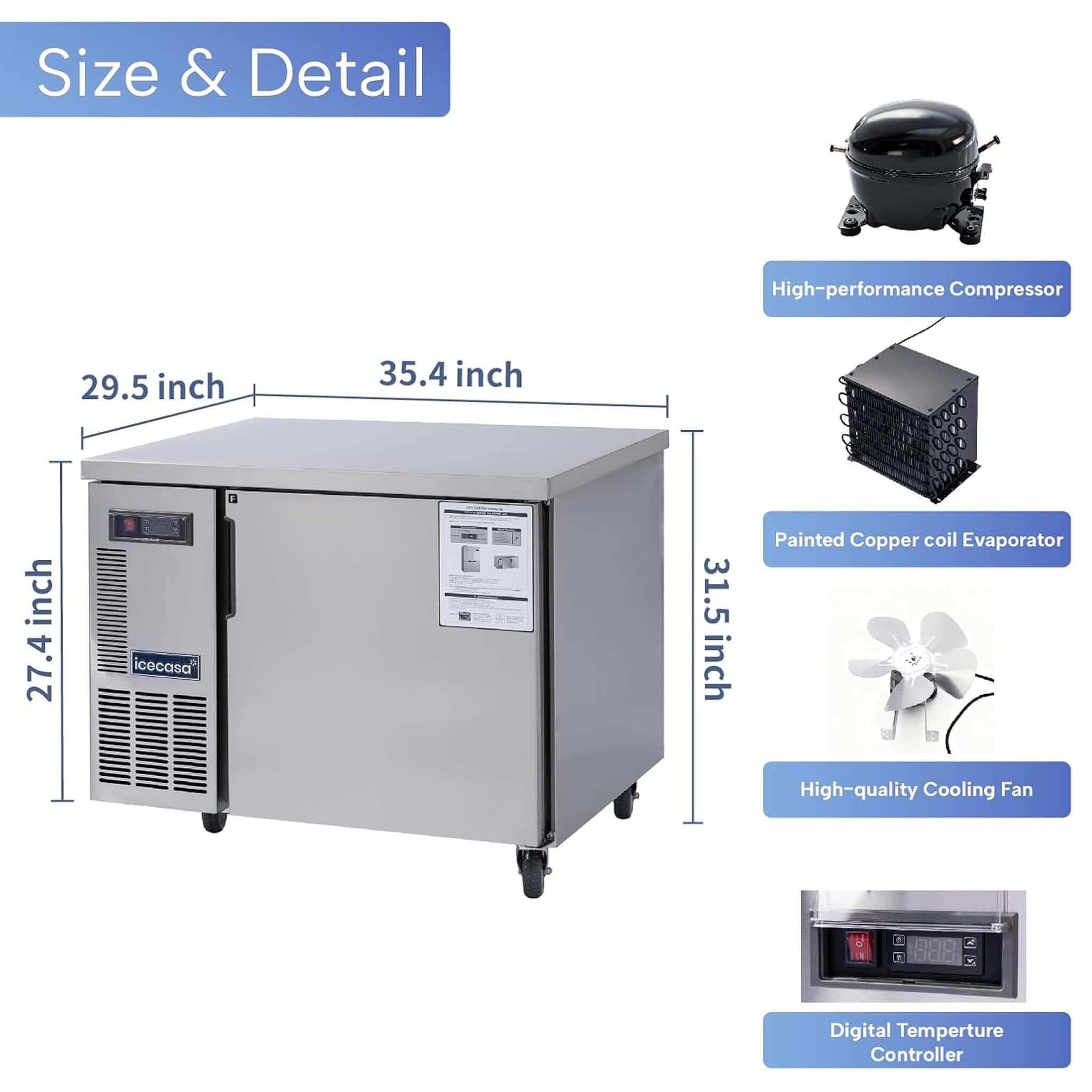 Heavy-Duty Commercial Stainless Steel Undercounter Worktop Freezer (SAK47218) – SAKSBY WHOLESALE, view 7