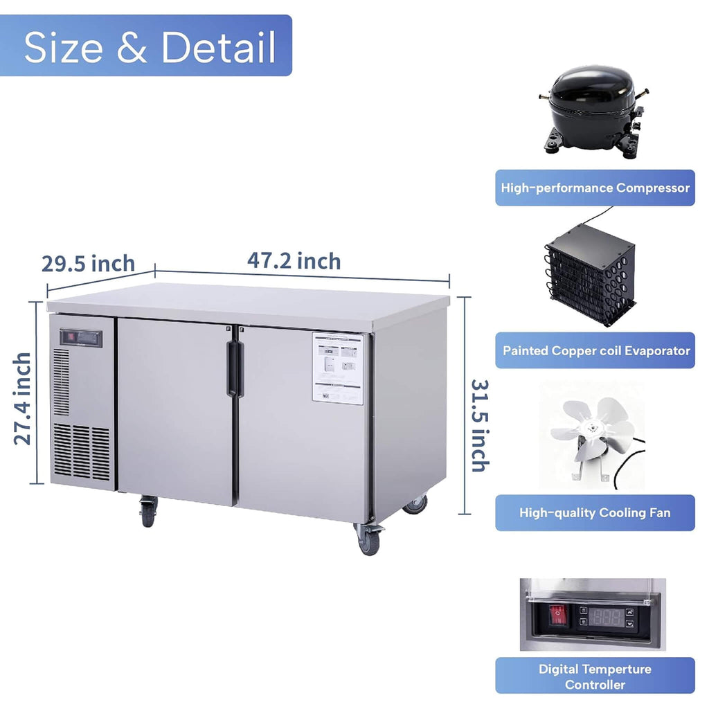Heavy-Duty Commercial Stainless Steel Undercounter Worktop Freezer (SAK47218) – SAKSBY WHOLESALE, view 8