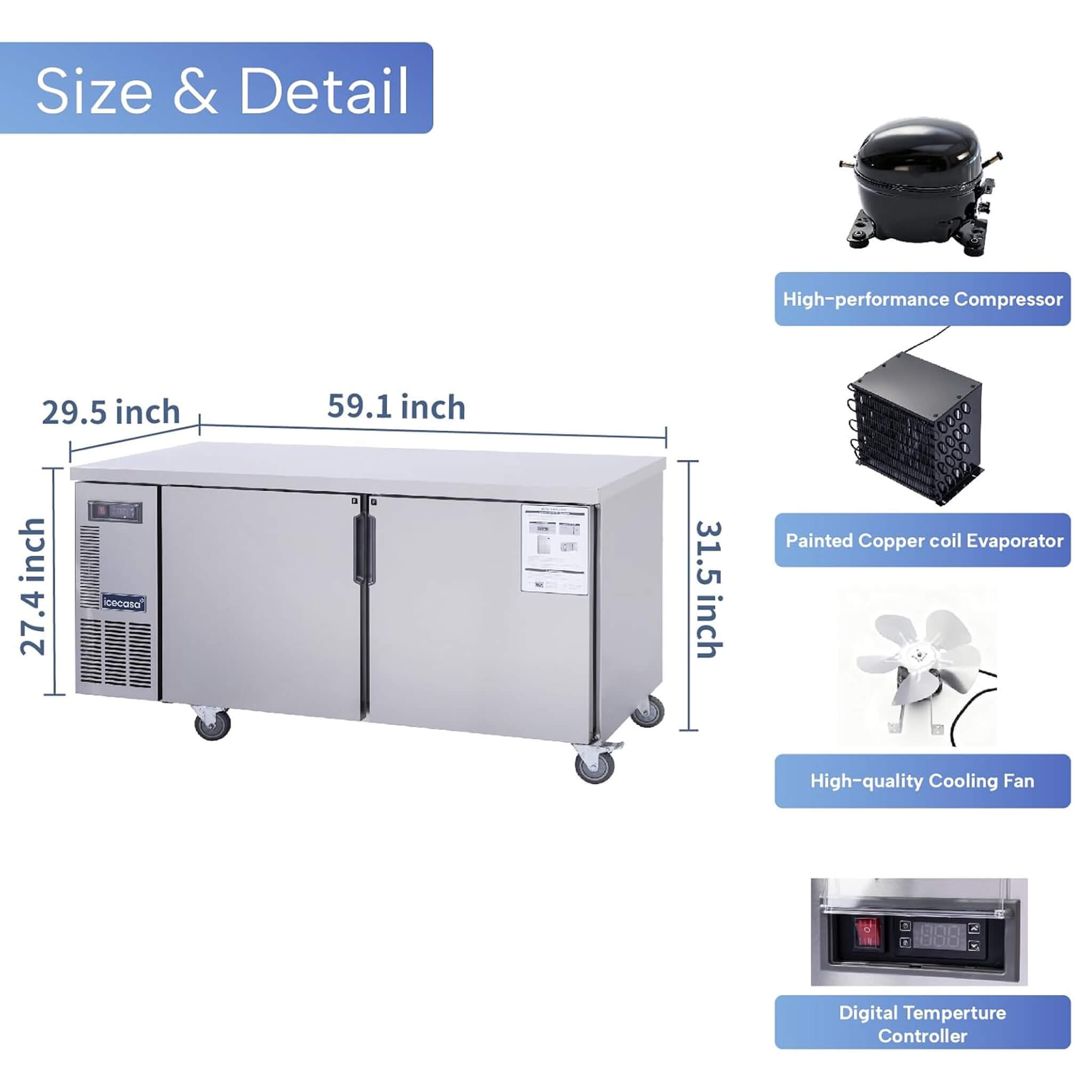 Heavy-Duty Commercial Stainless Steel Undercounter Worktop Freezer (SAK47218) – SAKSBY WHOLESALE, view 9
