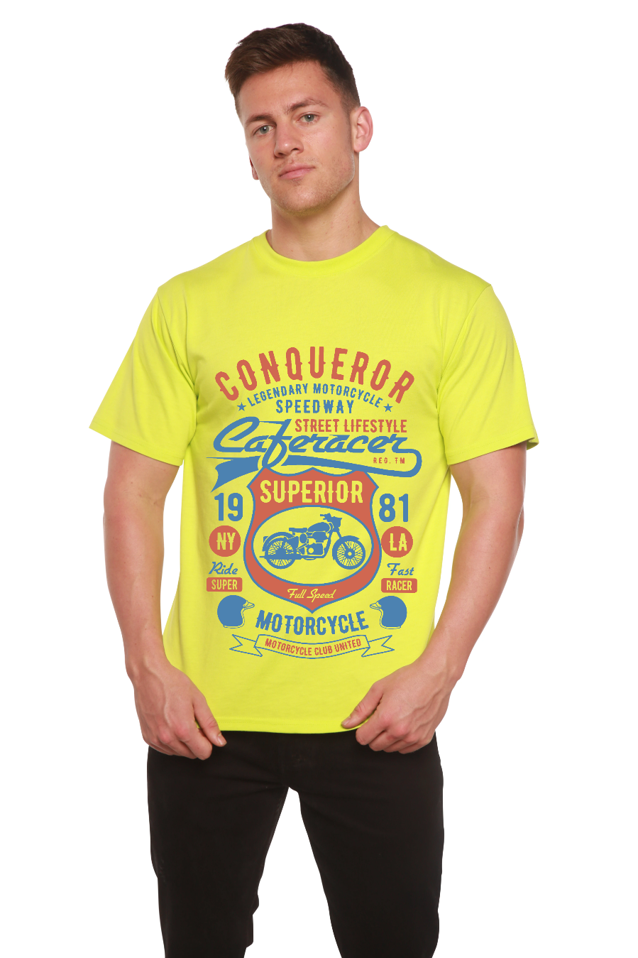 Spun Bamboo Conqueror Speedway Men's Bamboo Viscose/Organic Cotton Short Sleeve Graphic T-Shirt — main product shot
