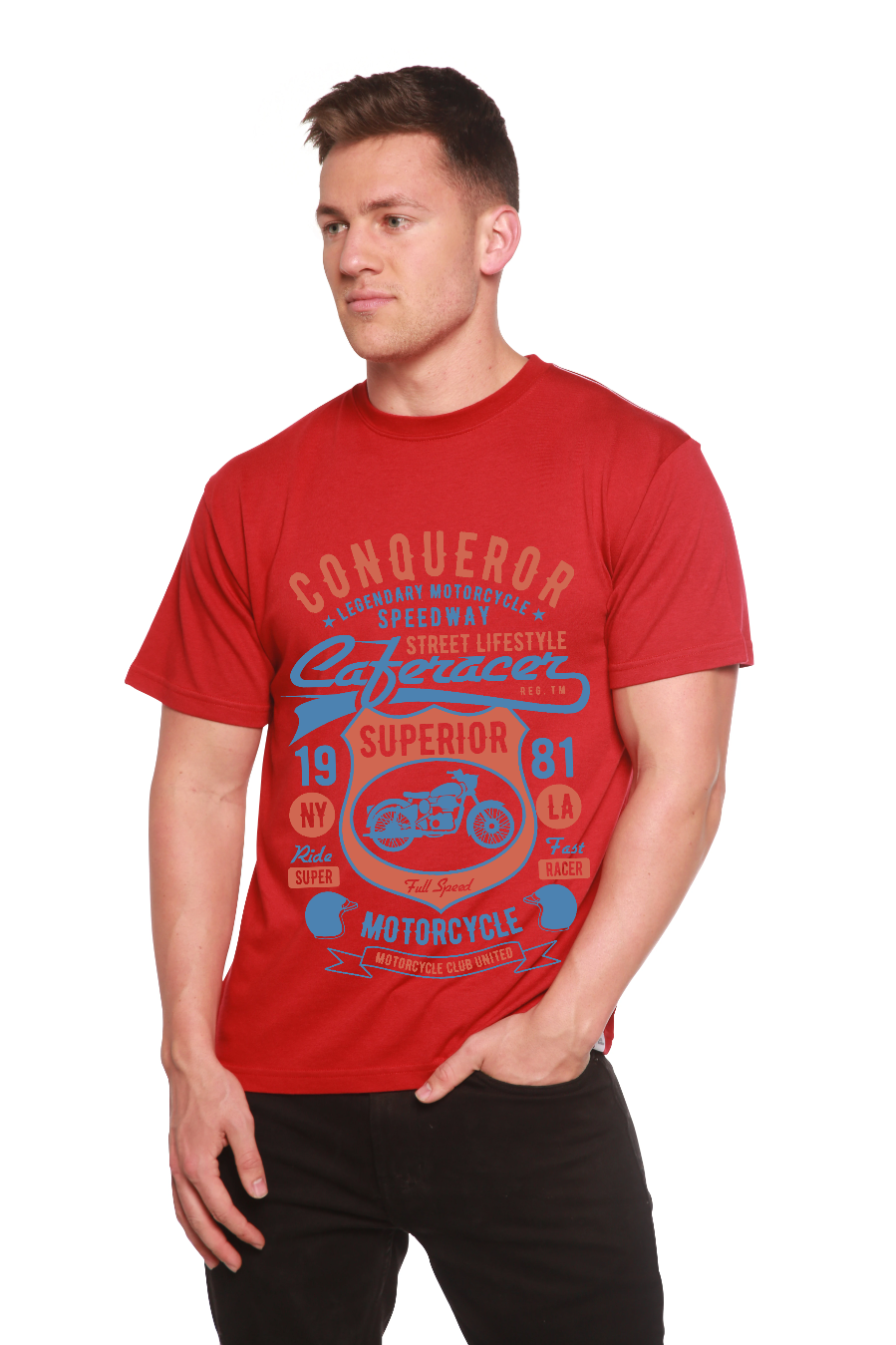 Spun Bamboo Conqueror Speedway Men's Bamboo Viscose/Organic Cotton Short Sleeve Graphic T-Shirt — back view