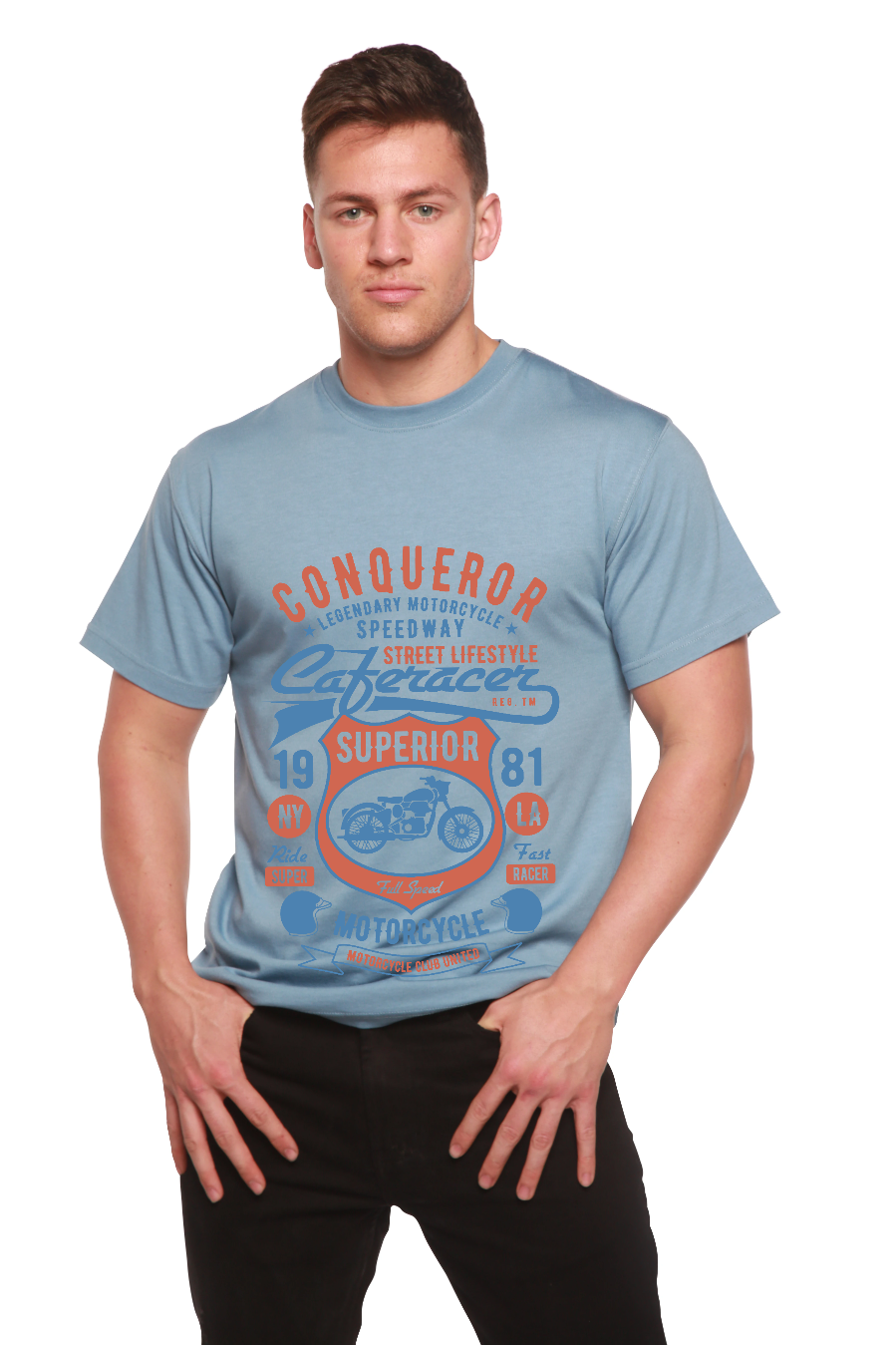 Spun Bamboo Conqueror Speedway Men's Bamboo Viscose/Organic Cotton Short Sleeve Graphic T-Shirt — side view