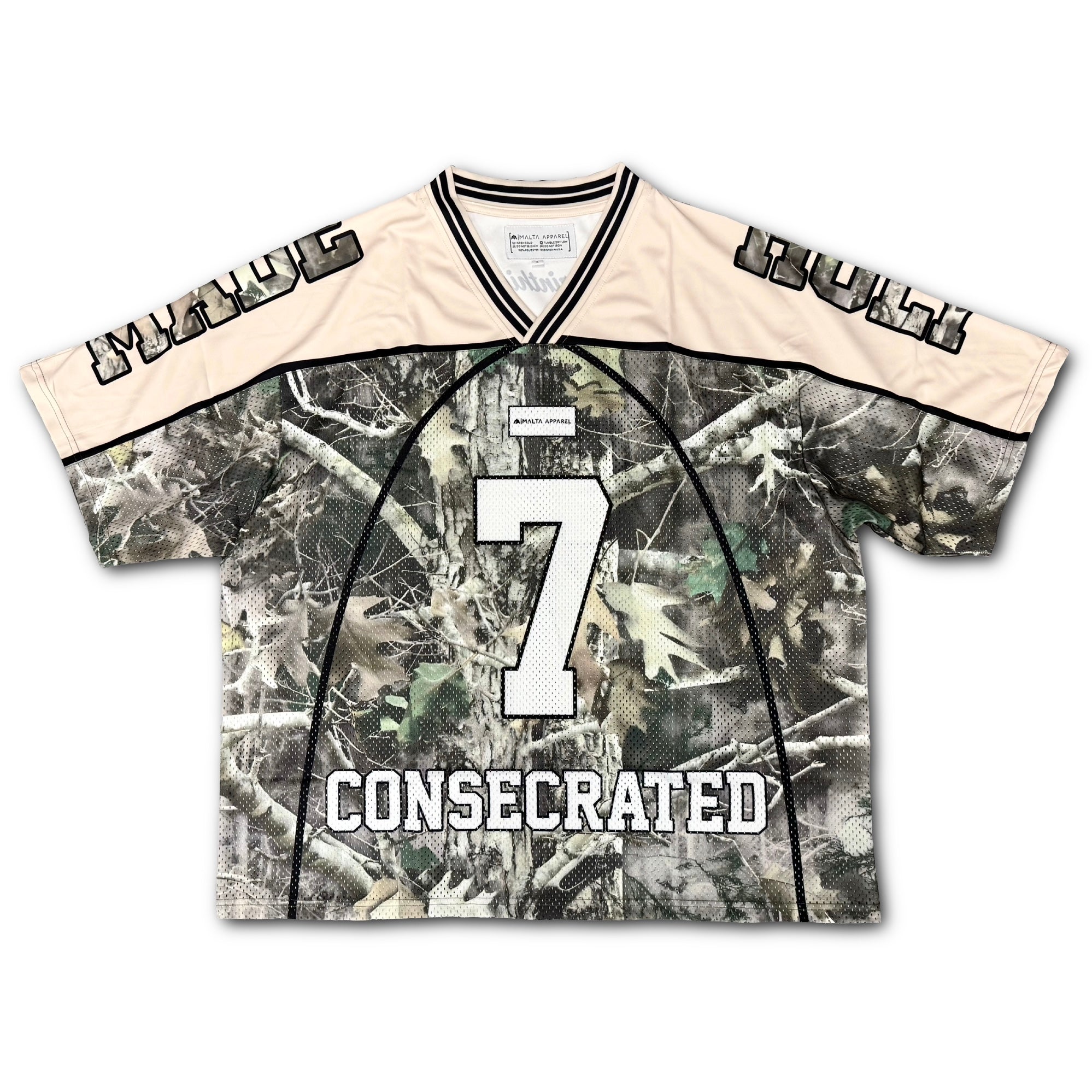 CONSECRATED Jersey - Cream/Woodland Camo (Oversized Fit) — Malta Apparel faith streetwear