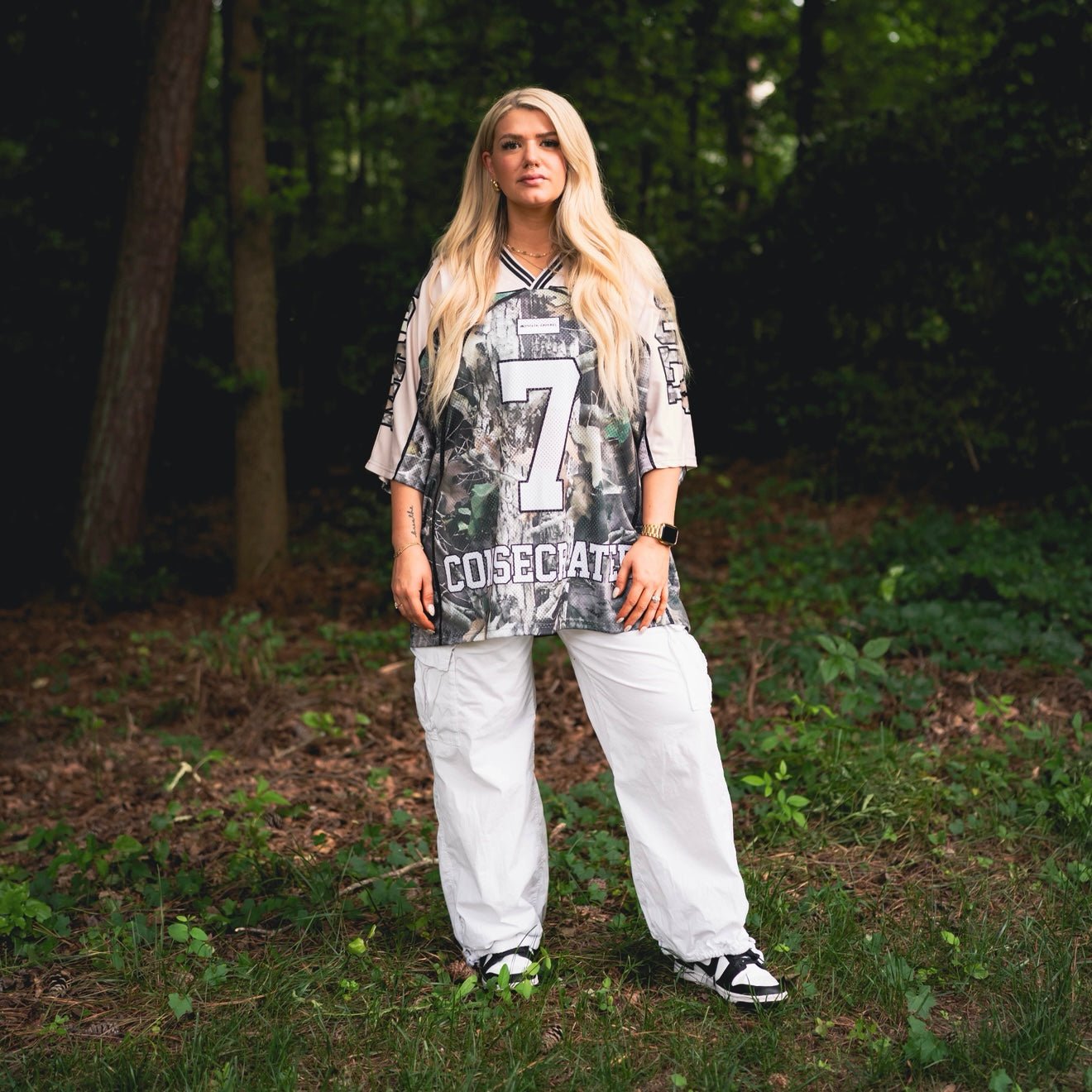 Malta Apparel CONSECRATED Jersey - Cream/Woodland Camo (Oversized Fit) — in-use photo