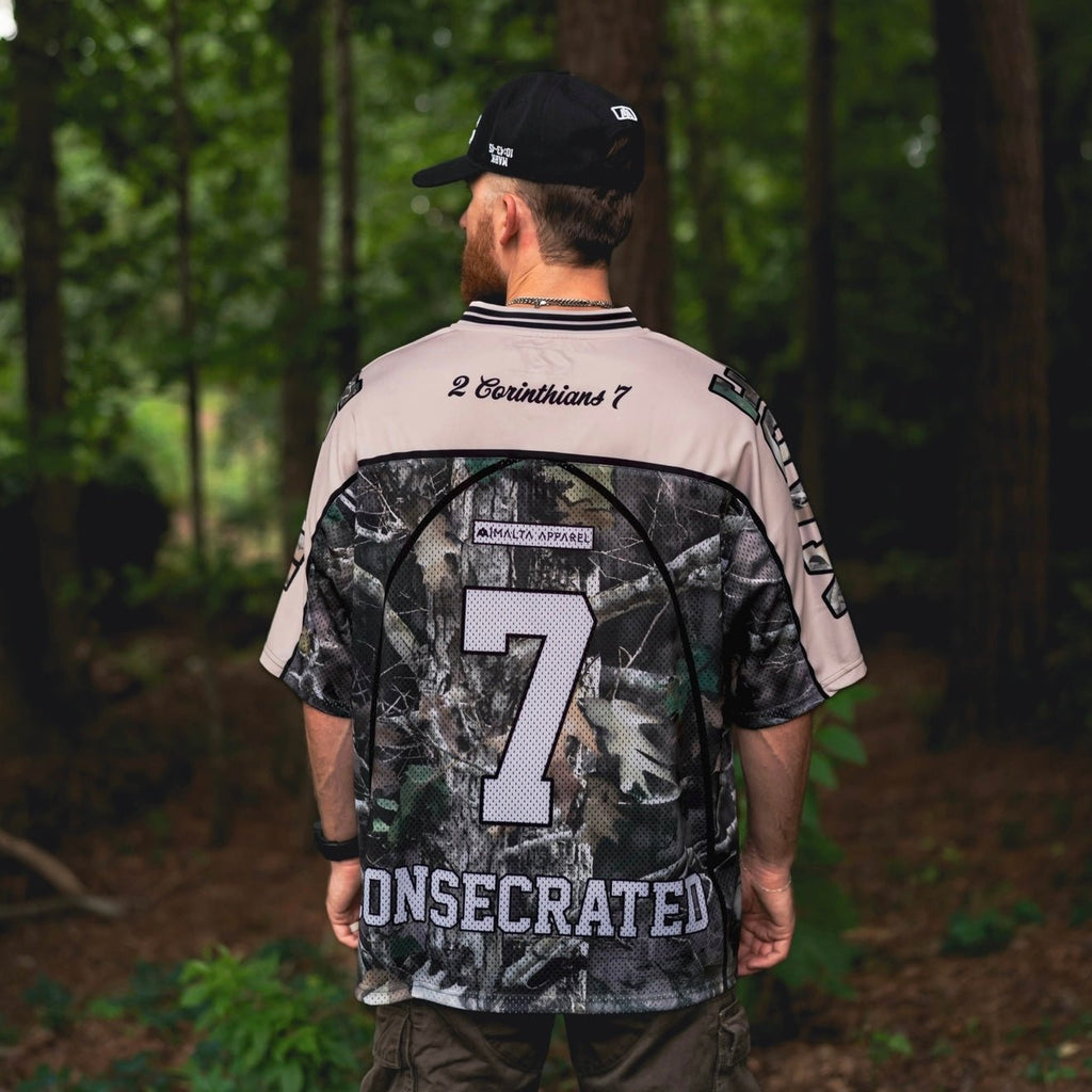 Malta Apparel CONSECRATED Jersey - Cream/Woodland Camo (Oversized Fit) — back view