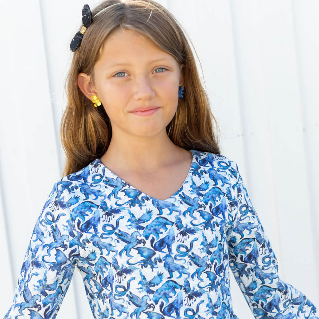 Princess Awesome & Boy Wonder "Star Stories" Constellations Long Sleeve Dress with Patch Pockets — Long Sleeve detail