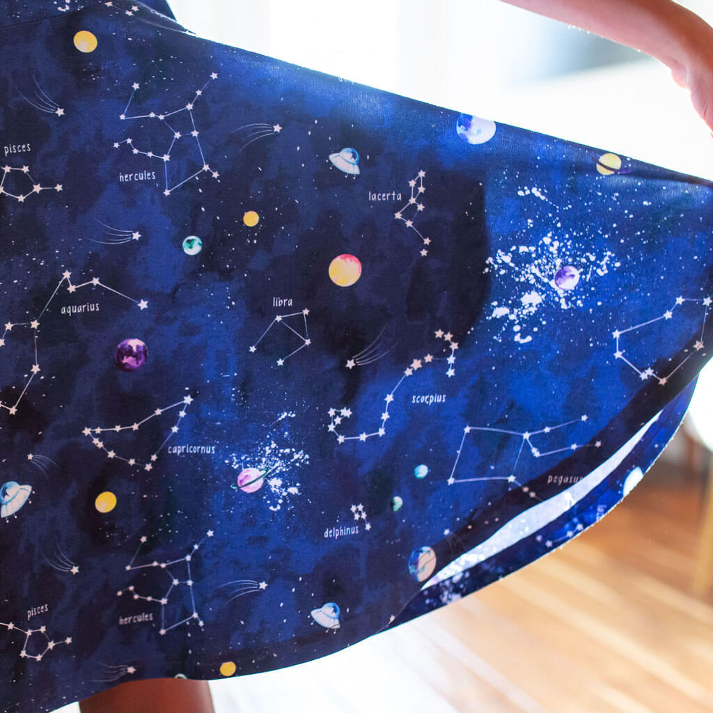 Princess Awesome & Boy Wonder "Cosmic Compass" Constellations Sleeveless Play Dress with Pockets — dresses category context